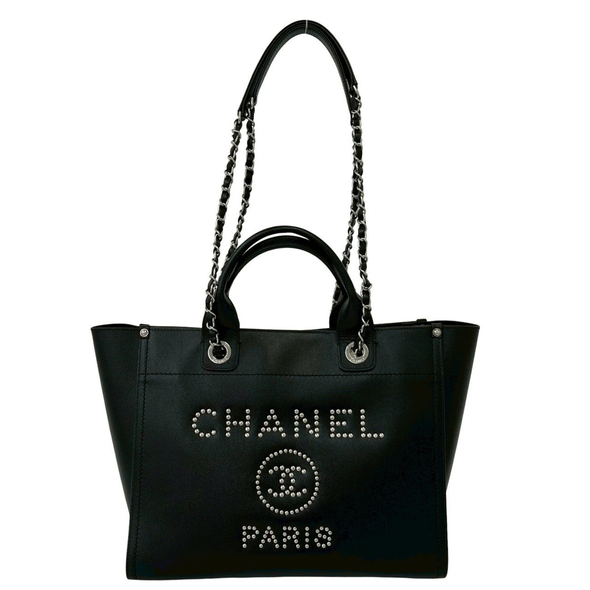 Chanel Black Grained Calfskin Handbag Tote Bag (Pre-Owned)