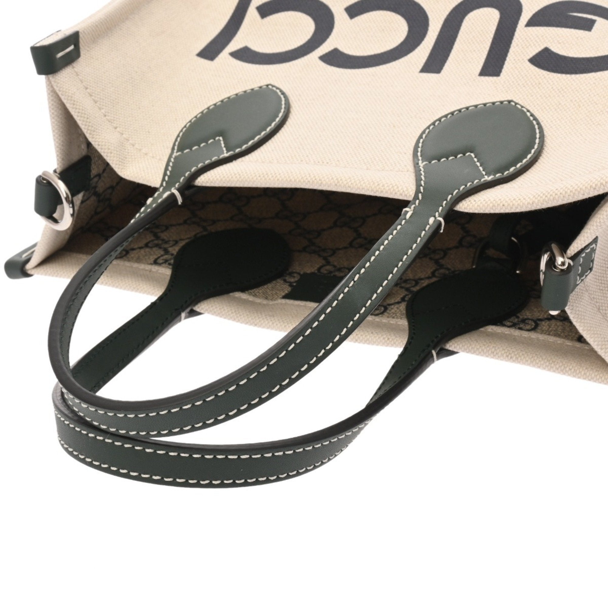 Gucci Beige Canvas Leather Handbag (Pre-Owned)