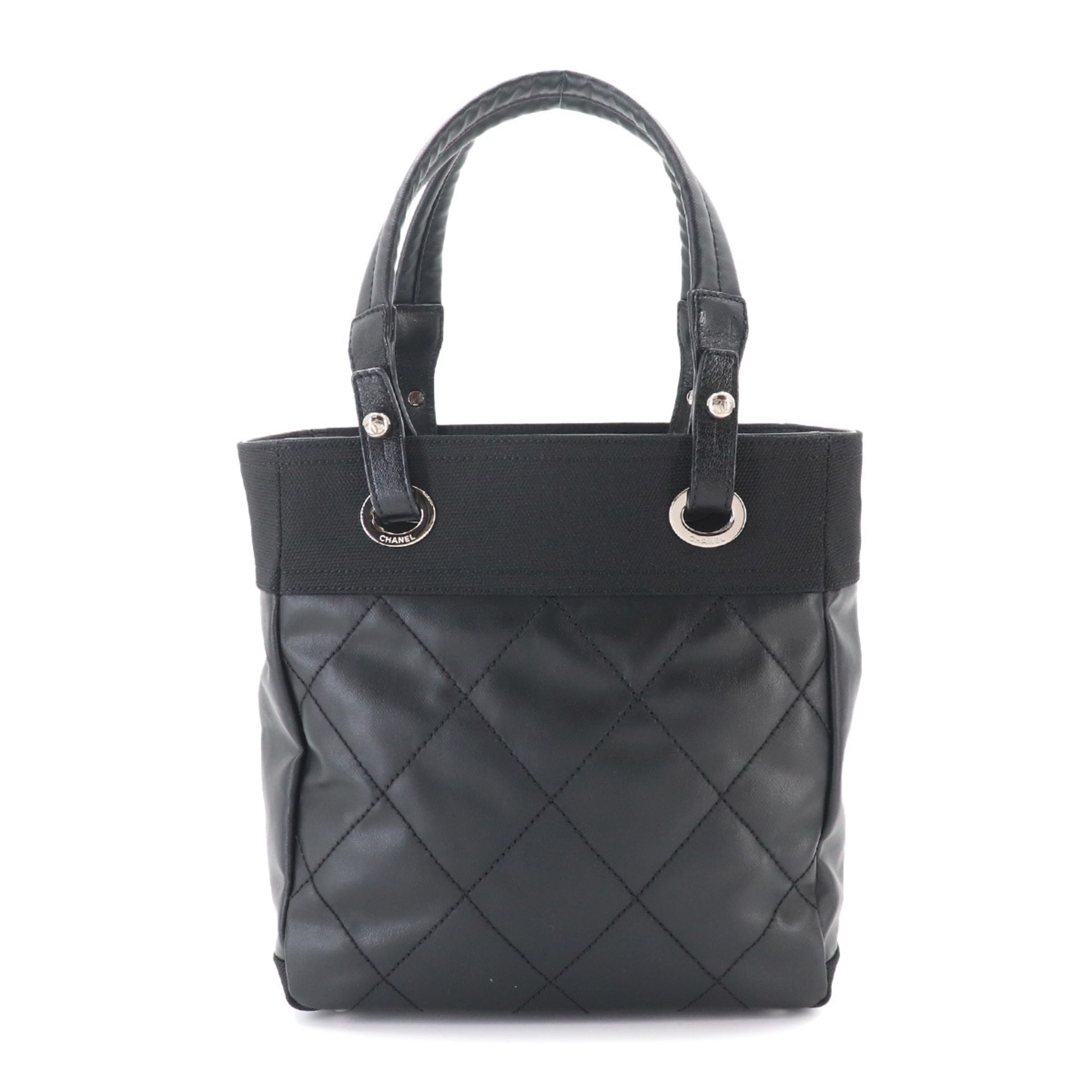 Chanel Black Synthetic Leather Handbag Tote Bag (Pre-Owned)
