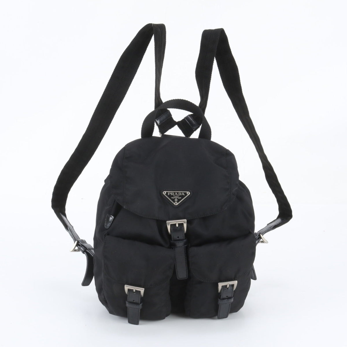 Prada Black Leather Nylon Backpack (Pre-Owned)