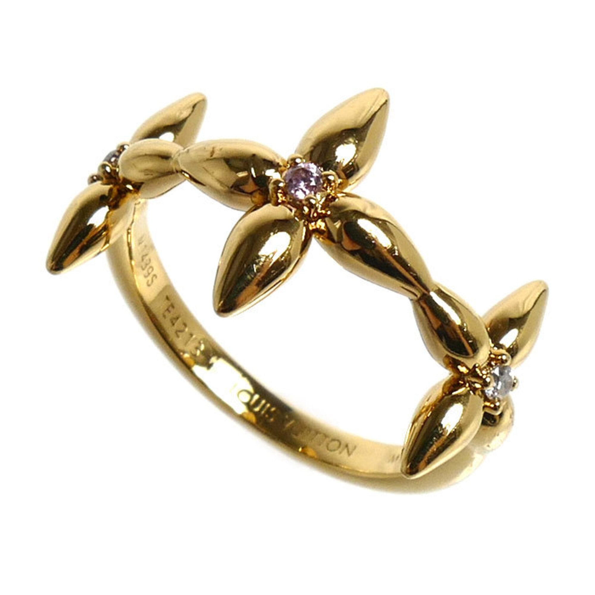 Louis Vuitton Gold Gold Plating Rhinestone Band Ring (Pre-Owned)