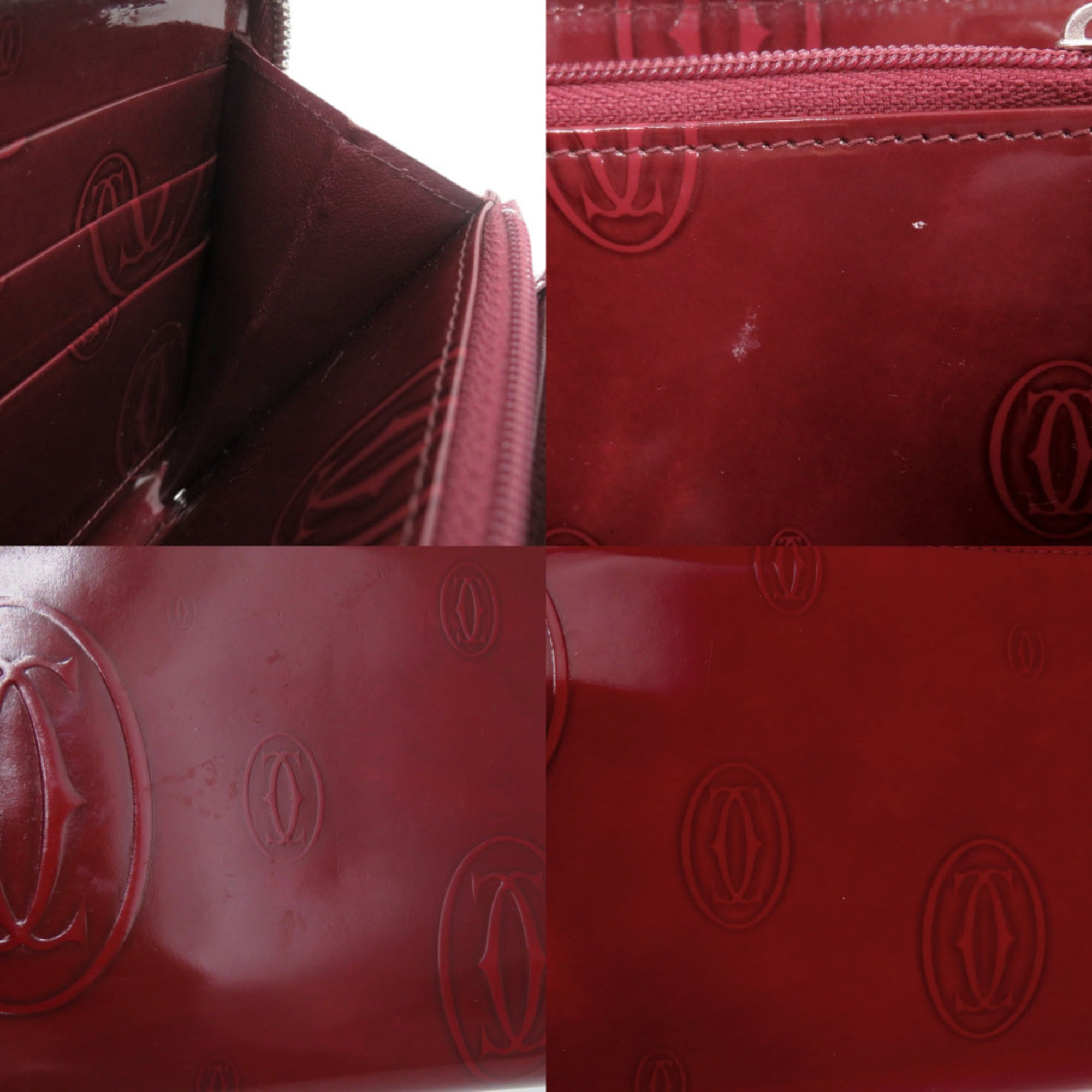Cartier Bordeaux Red Color Leather Long Wallet (Bi-Fold) (Pre-Owned)