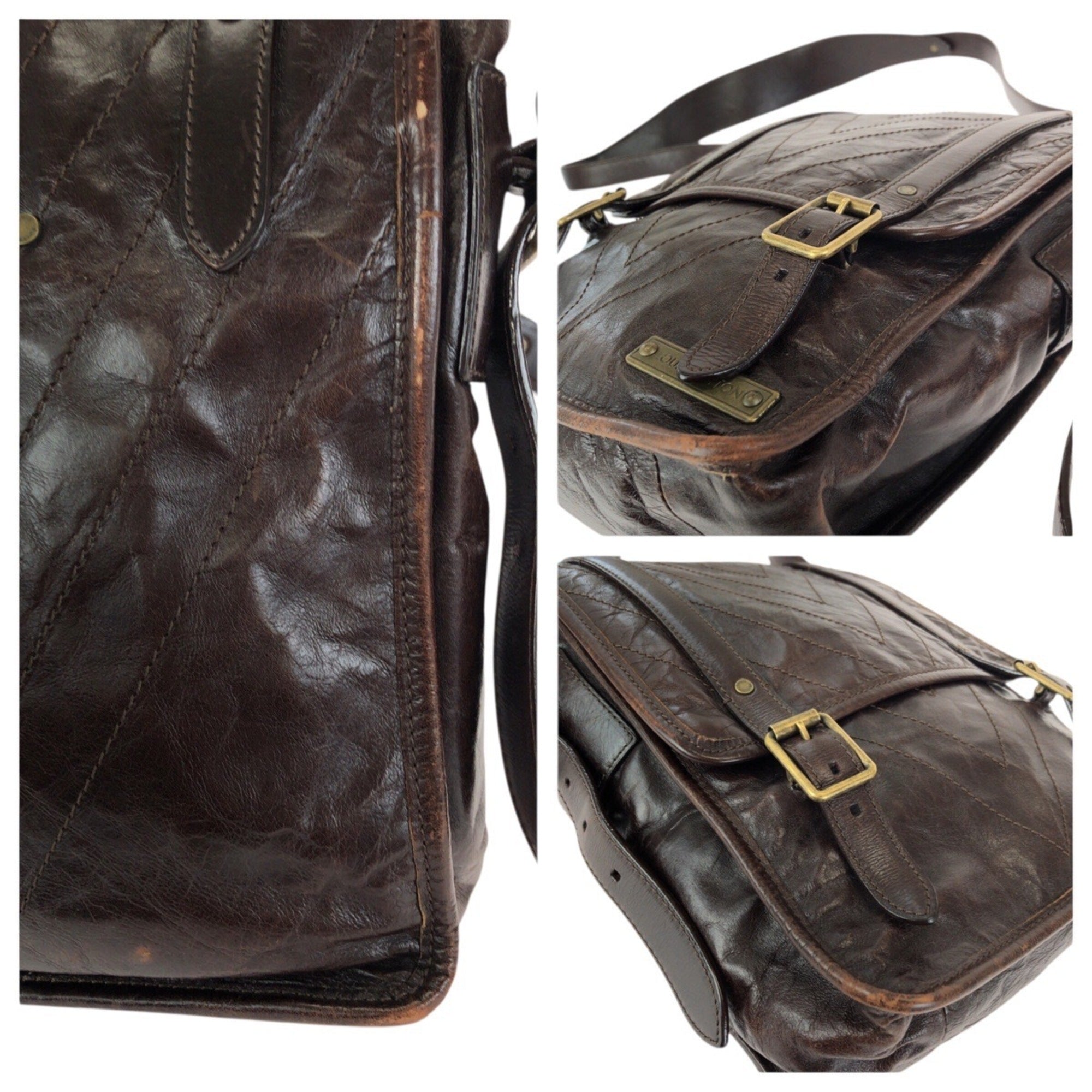 Louis Vuitton Brown Leather Messenger Bag Shoulder Bag (Pre-Owned)