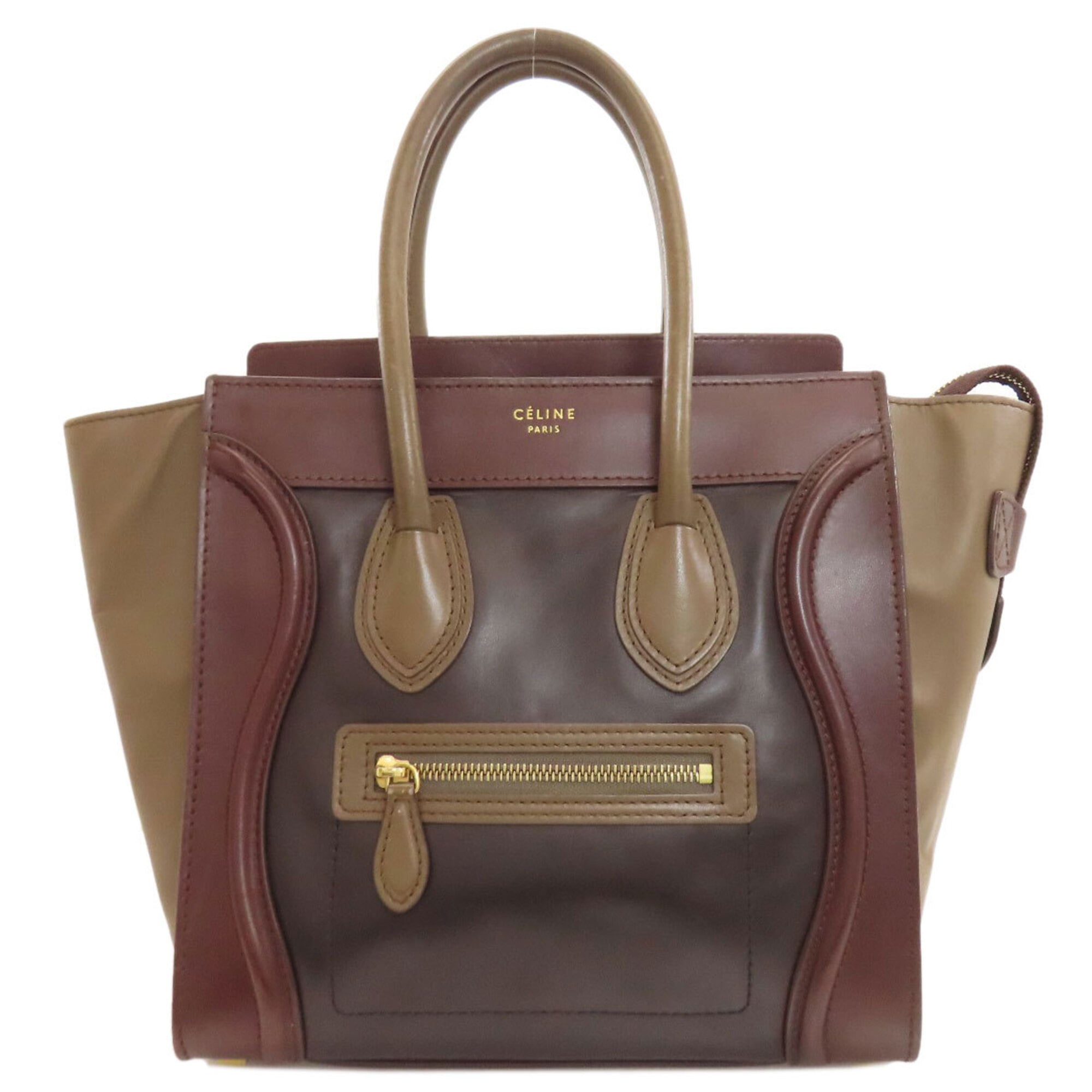 Celine Black Bordeaux Brown Leather Tote Bag (Pre-Owned)