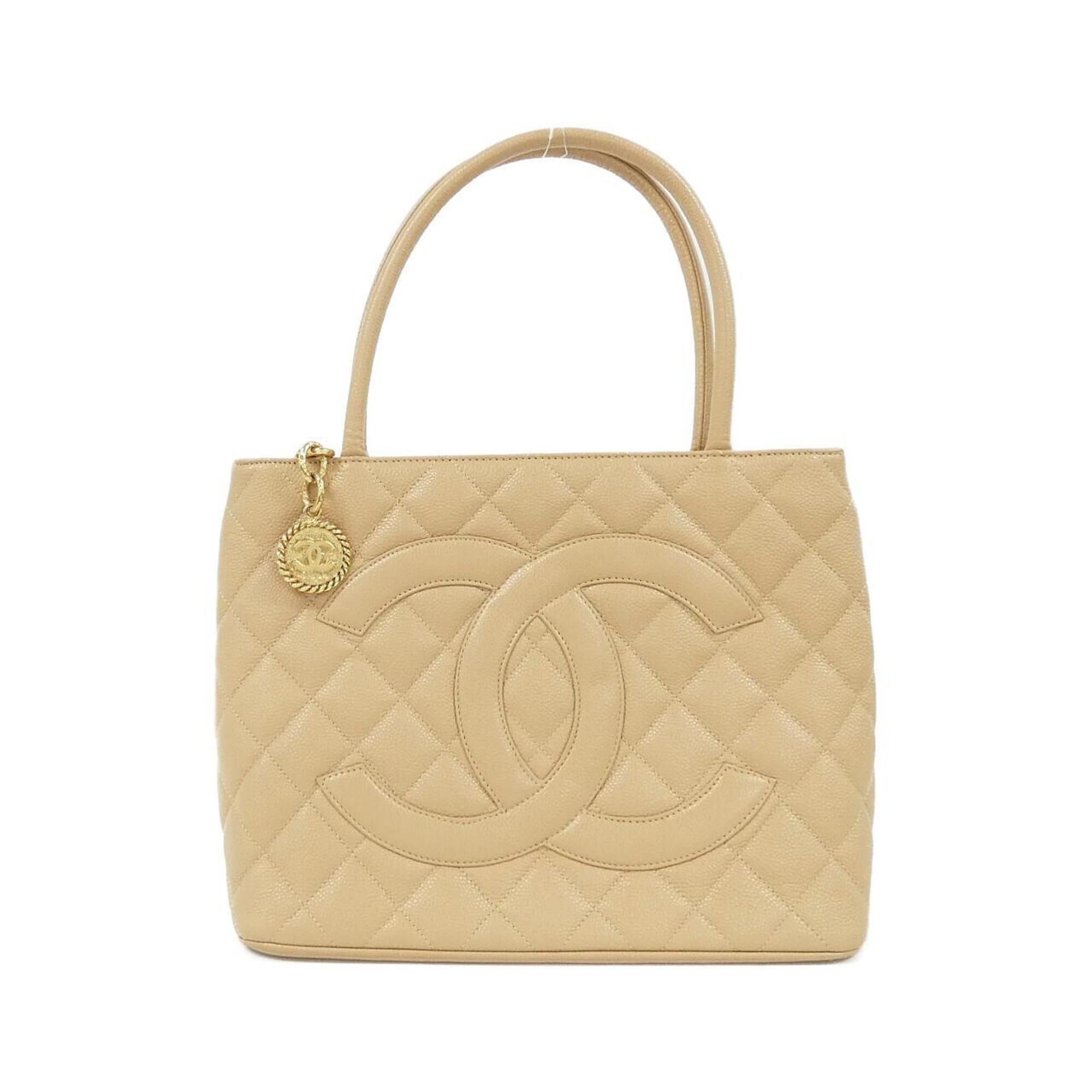 Chanel Beige Grained Calfskin Handbag (Pre-Owned)