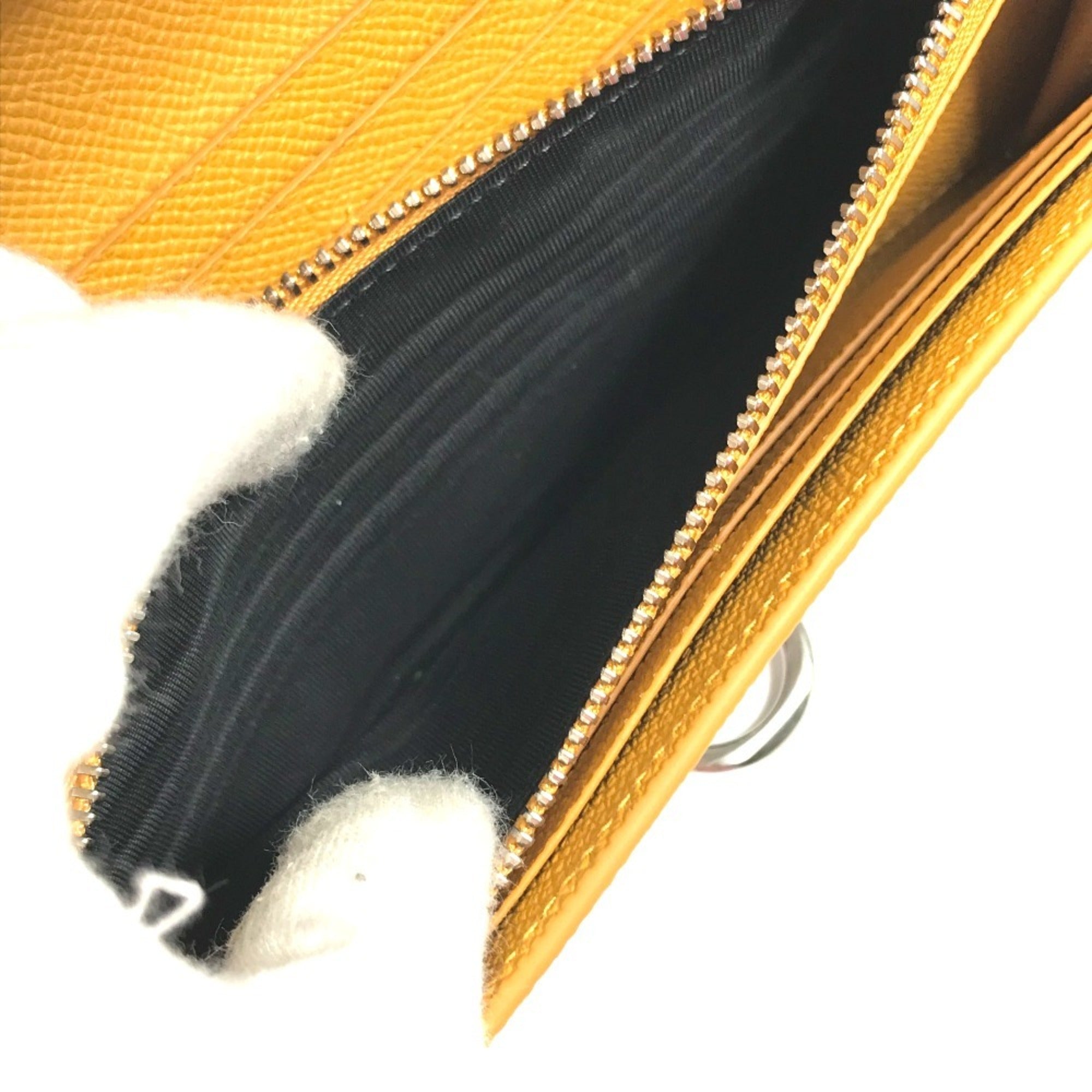 Bvlgari Gray Yellow Leather Long Wallet (Bi-Fold) (Pre-Owned)