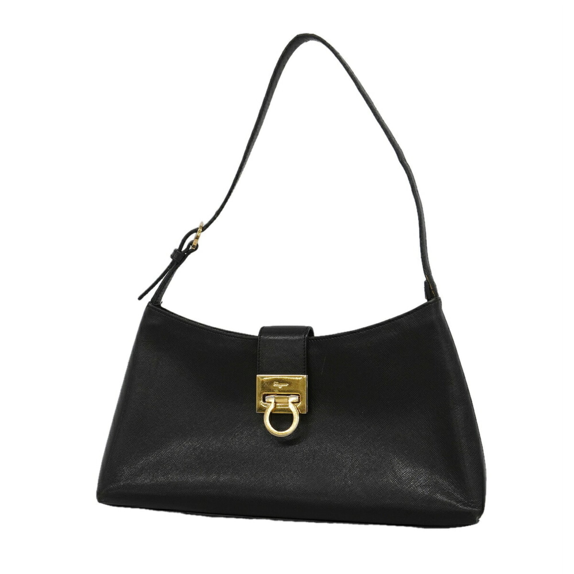 Salvatore Ferragamo Black Leather Shoulder Bag (Pre-Owned)