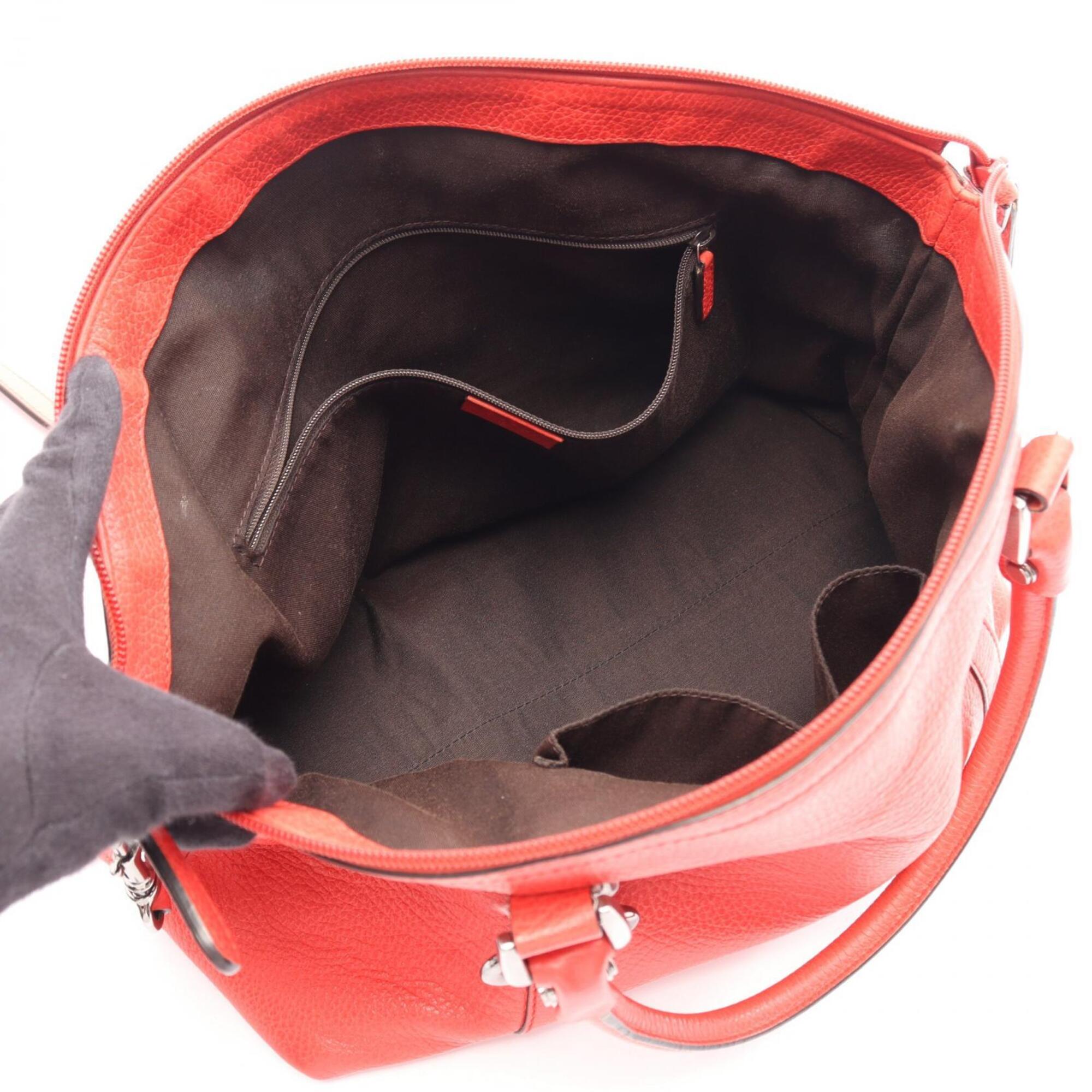 Gucci Red Color Leather Handbag Tote Bag (Pre-Owned)