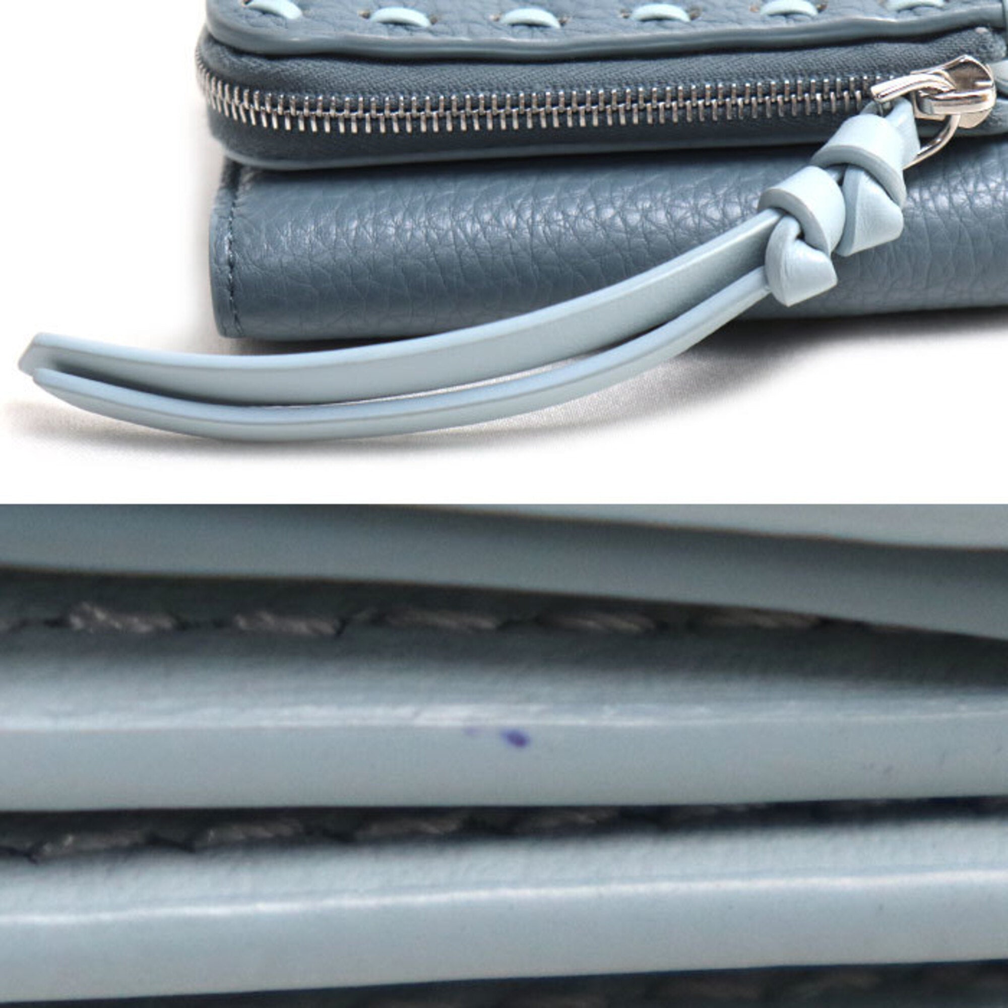 Fendi Light Blue Leather Wallet (Tri-Fold) (Pre-Owned)