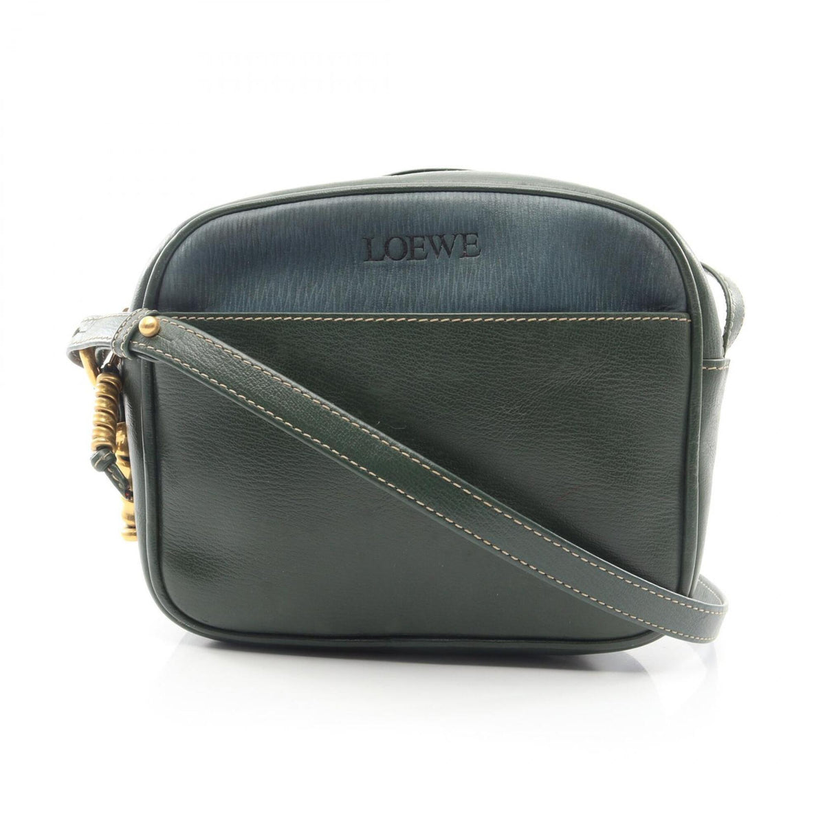 Loewe Blue Green Leather Handbag Shoulder Bag (Pre-Owned)