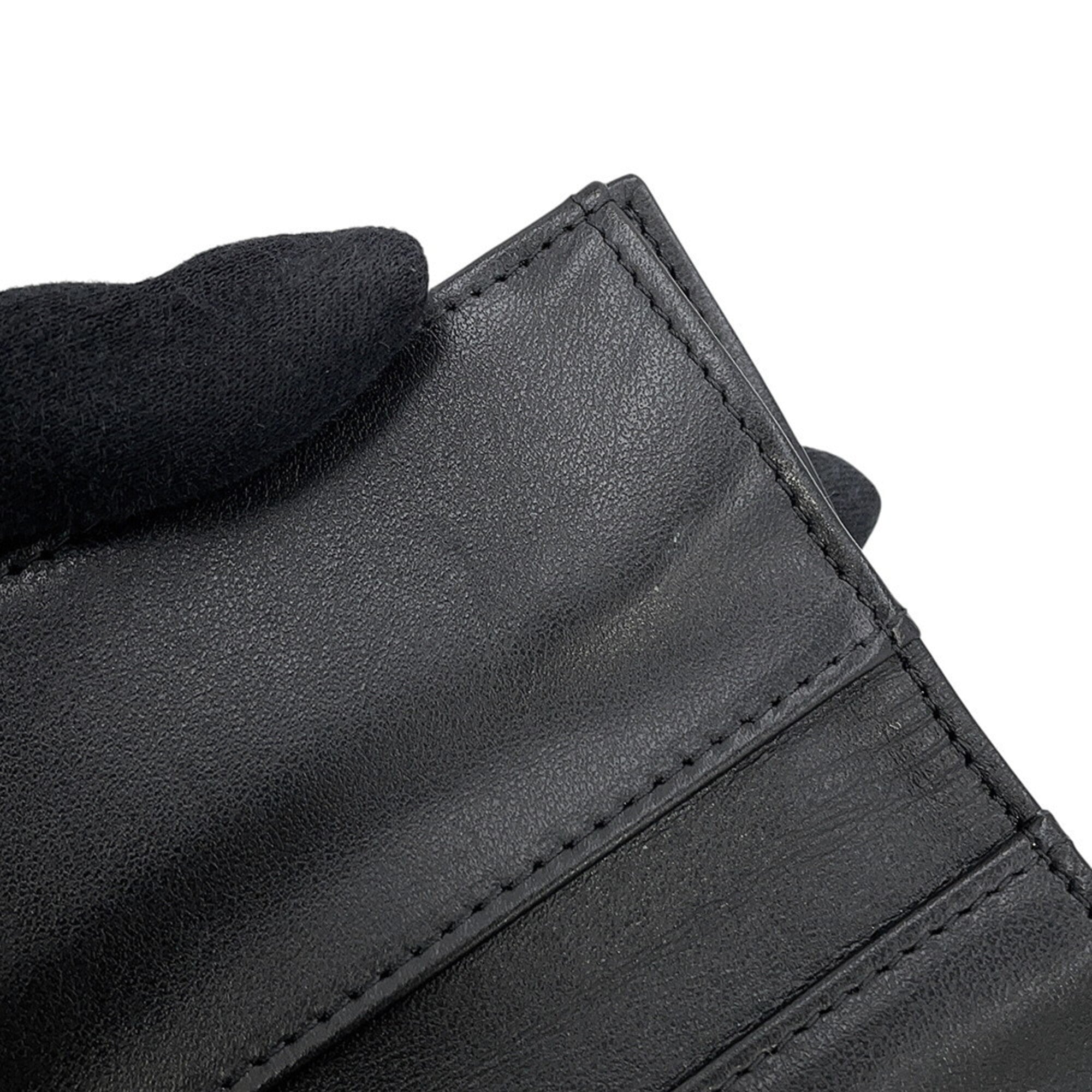 Chanel Black Grained Calfskin Wallet (Tri-Fold) (Pre-Owned)