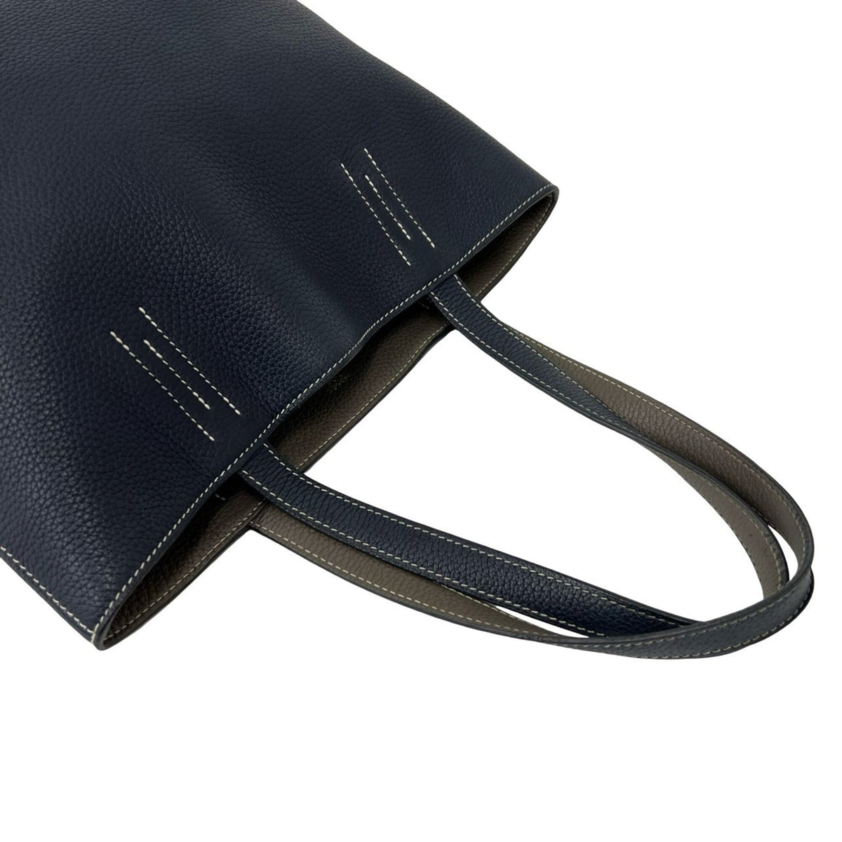 Hermes Blue Gray Taurillon Clemence Leather Shoulder Bag Tote Bag (Pre-Owned)