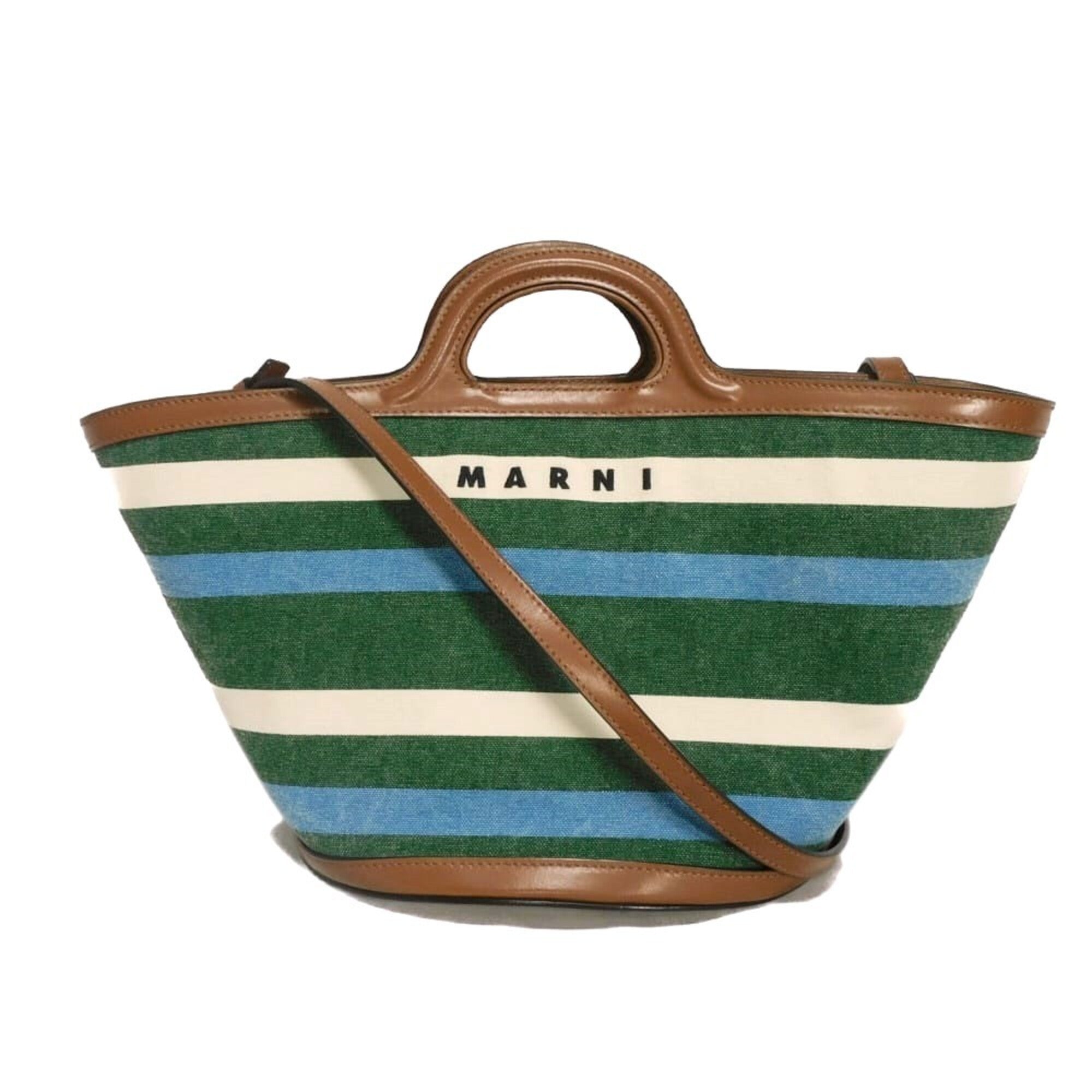 Marni Green Cotton Canvas Basket Handbag (Pre-Owned)