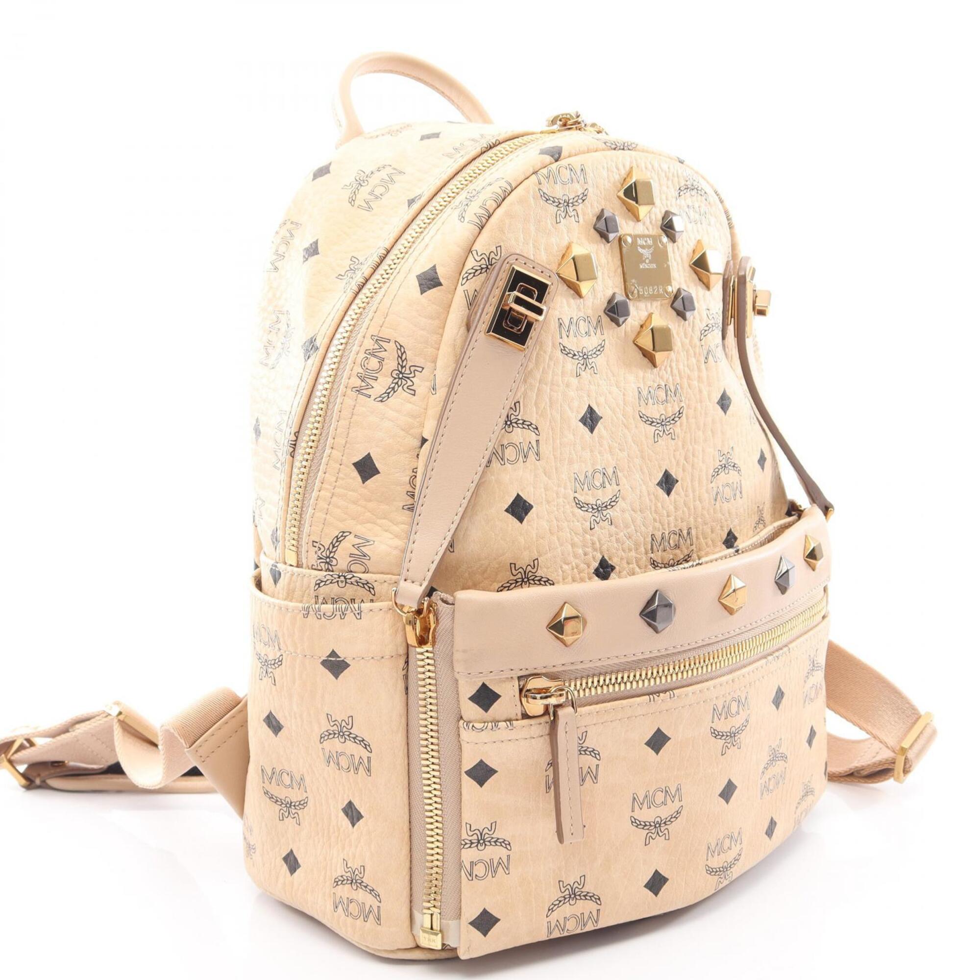 Mcm Beige Coated Canvas Leather Backpack (Pre-Owned)
