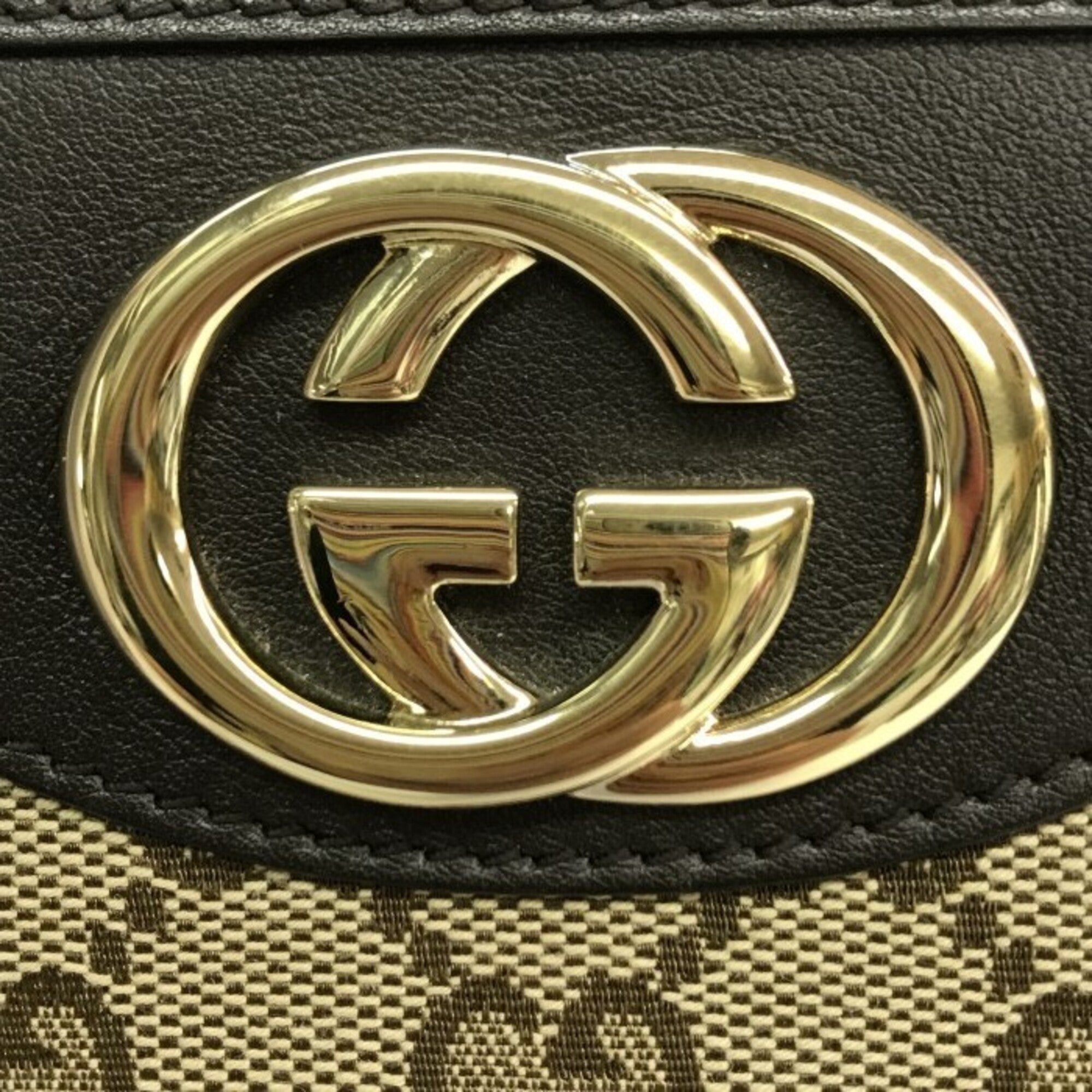 Gucci Beige Brown Gg Canvas Leather Long Wallet (Bi-Fold) (Pre-Owned)