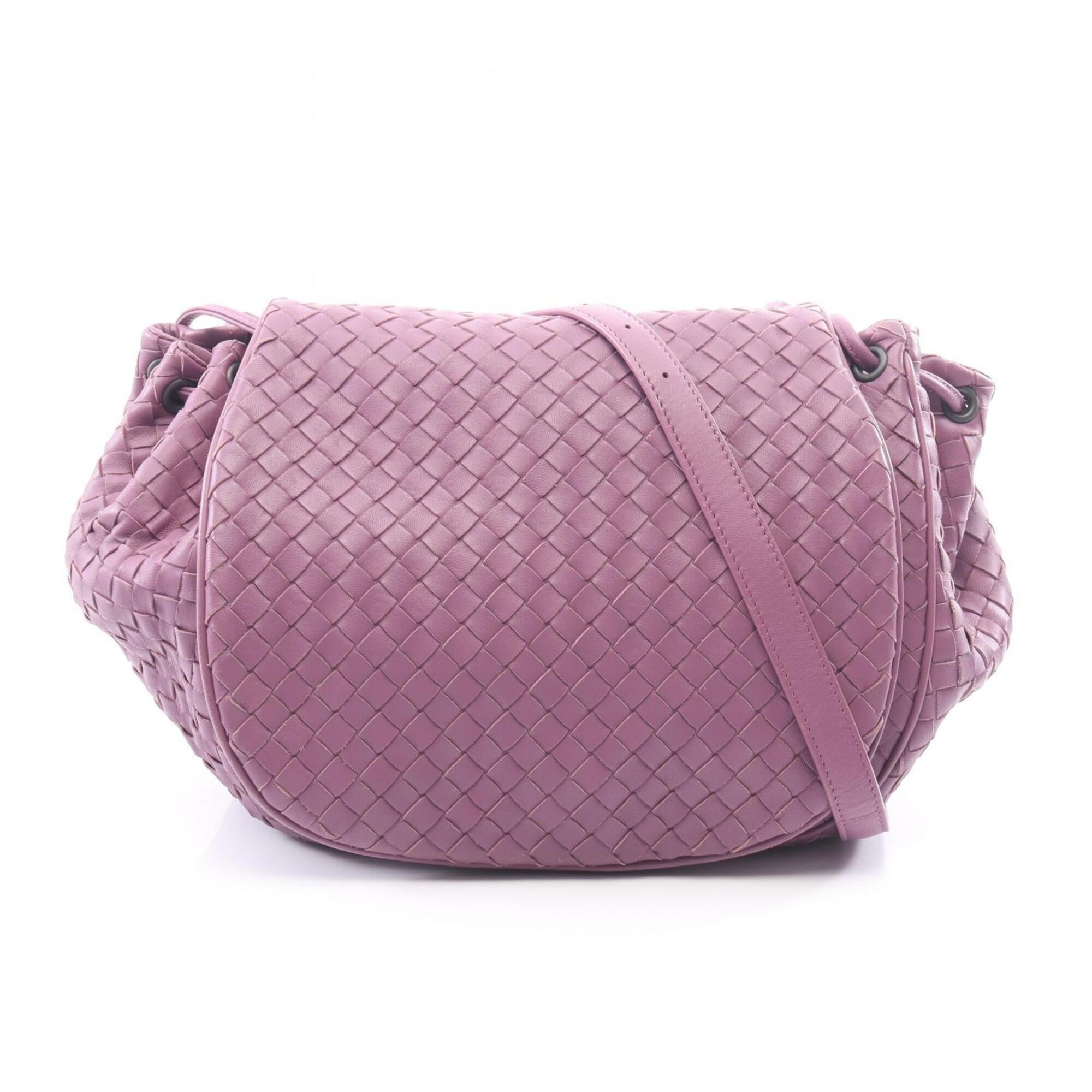 Bottega Veneta Purple Leather Handbag Shoulder Bag (Pre-Owned)