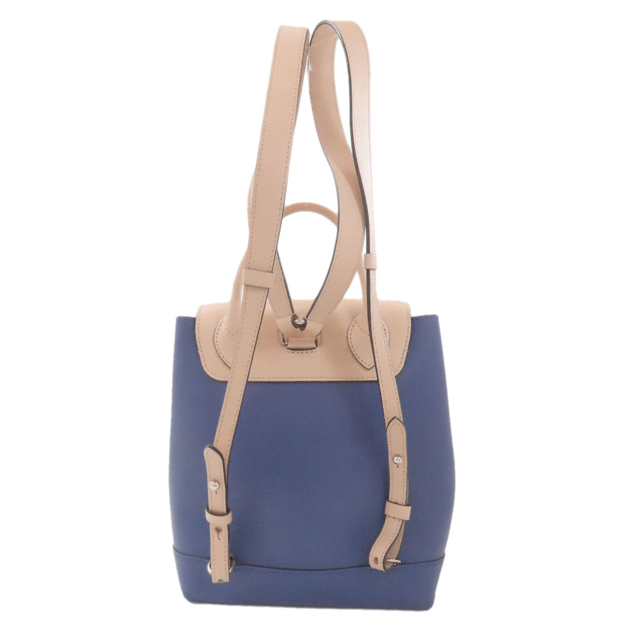 Louis Vuitton Beige Blue Leather Backpack (Pre-Owned)