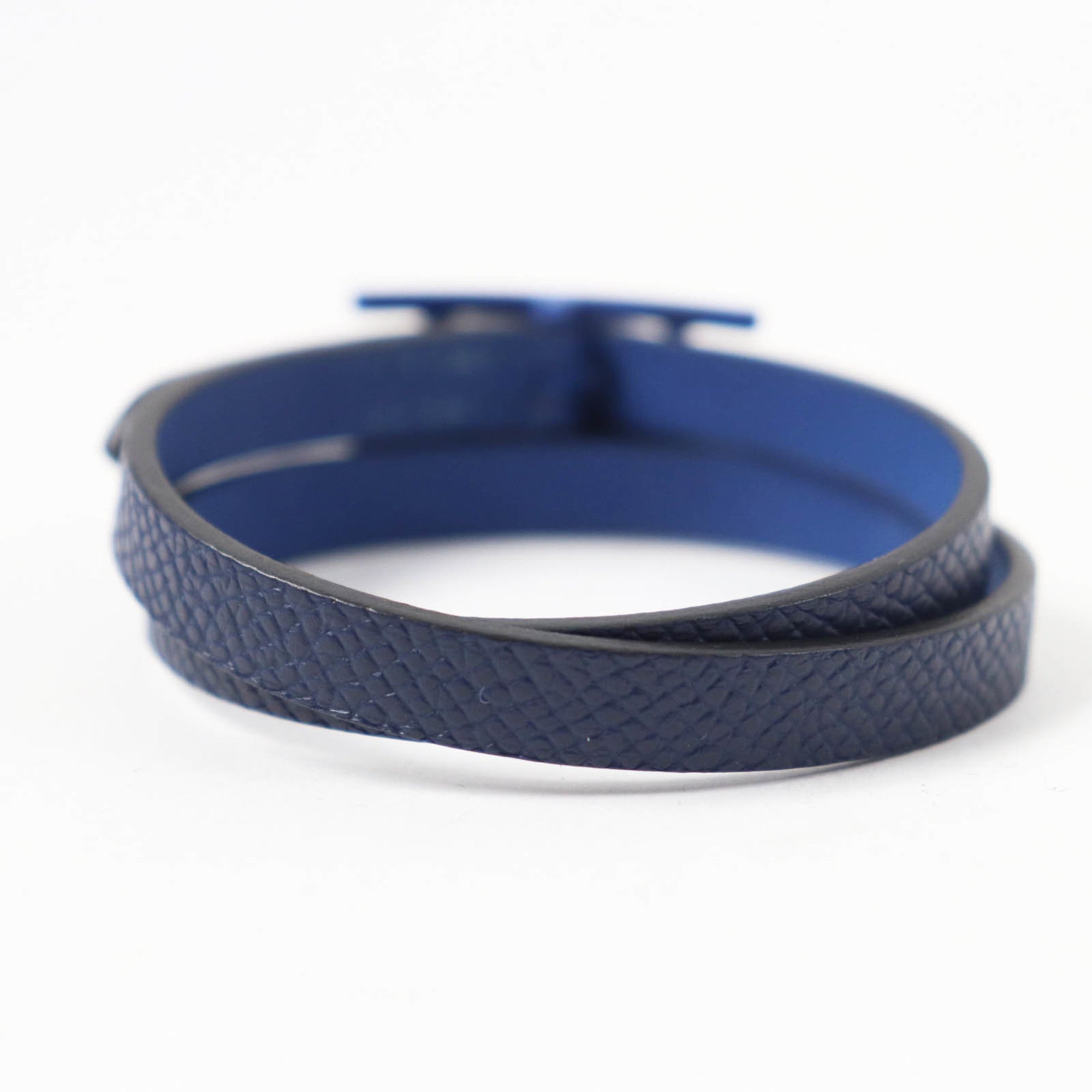 Hermes Blue Navy Leather Charm Bracelet (Pre-Owned)