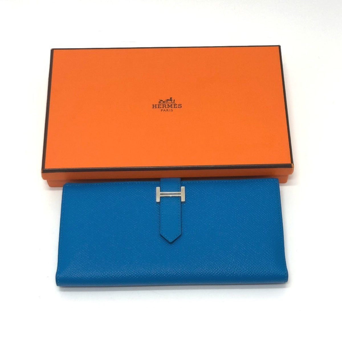 Hermes Blue Epsom Leather Long Wallet (Bi-Fold) (Pre-Owned)