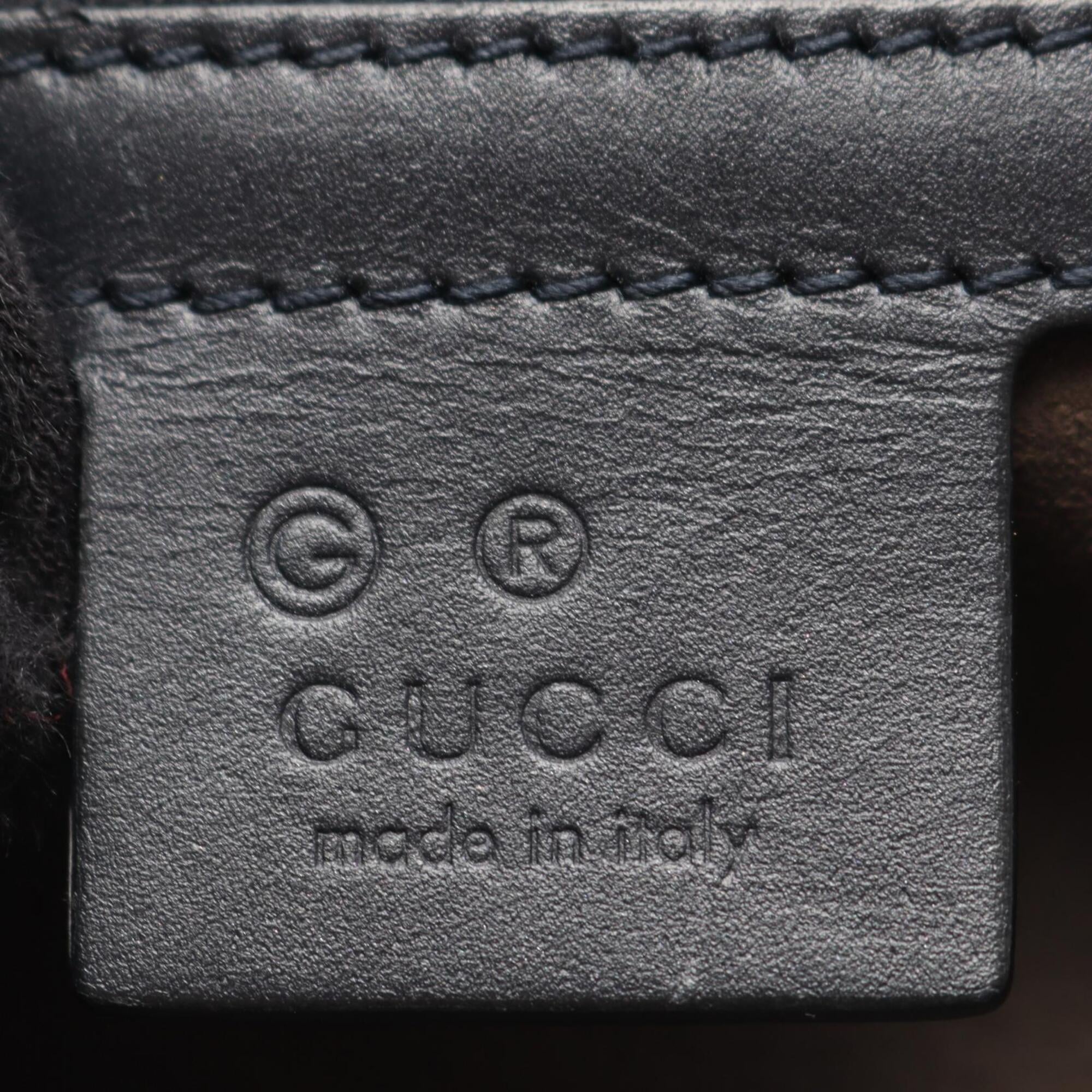 Gucci Beige Blue Navy Coated Canvas Leather Backpack (Pre-Owned)