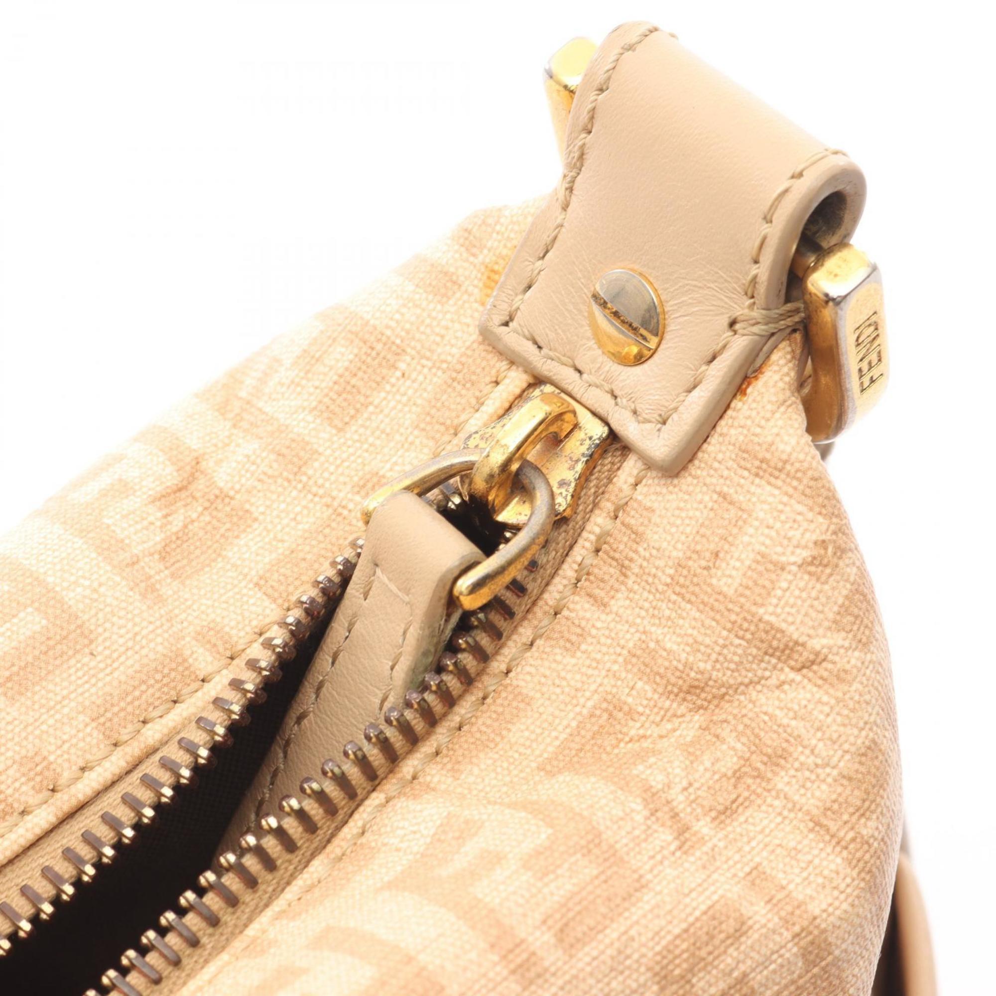 Fendi Beige Coated Canvas Leather Shoulder Bag (Pre-Owned)