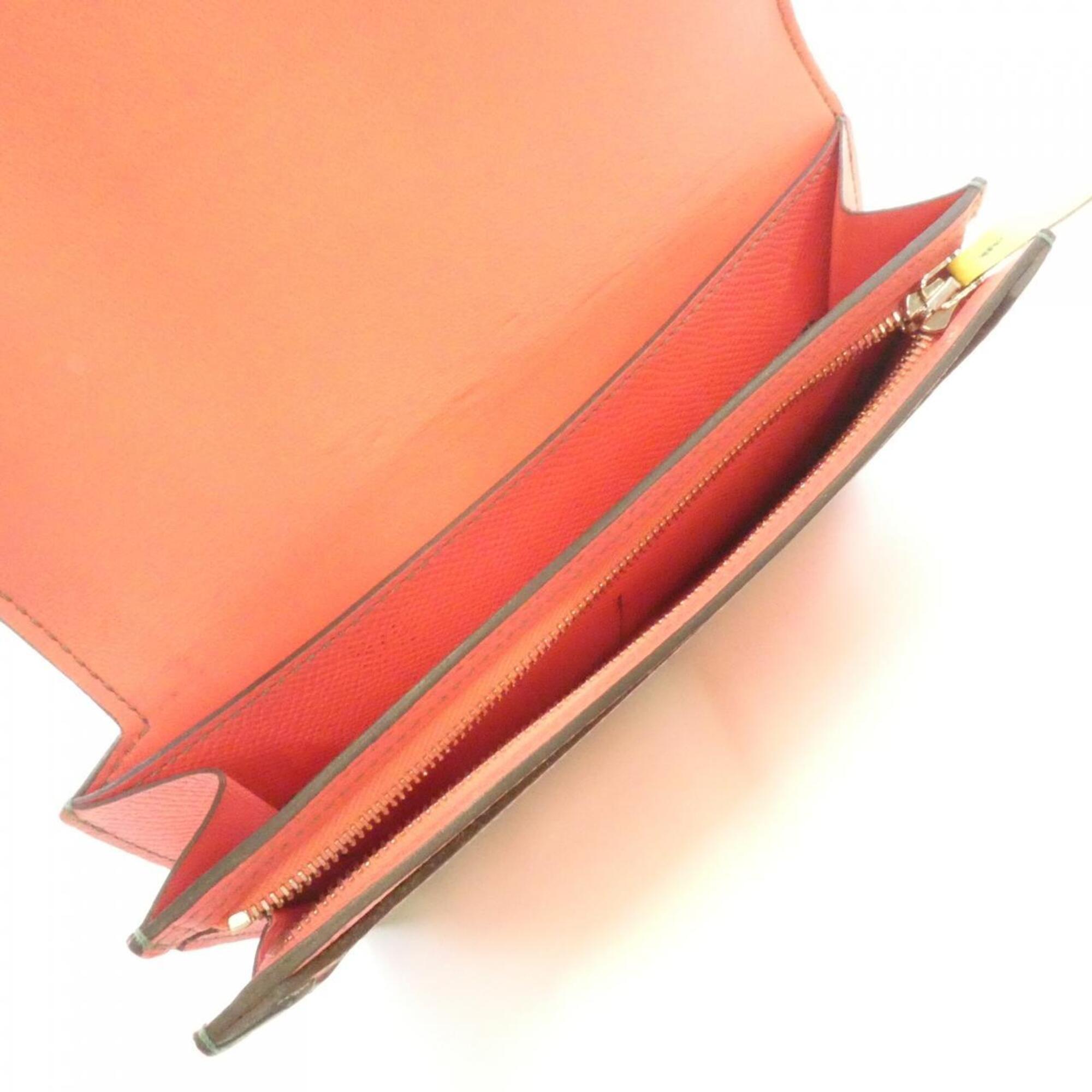 Hermes Lime Pink Rose Azalee Epsom Leather Long Wallet (Bi-Fold) (Pre-Owned)