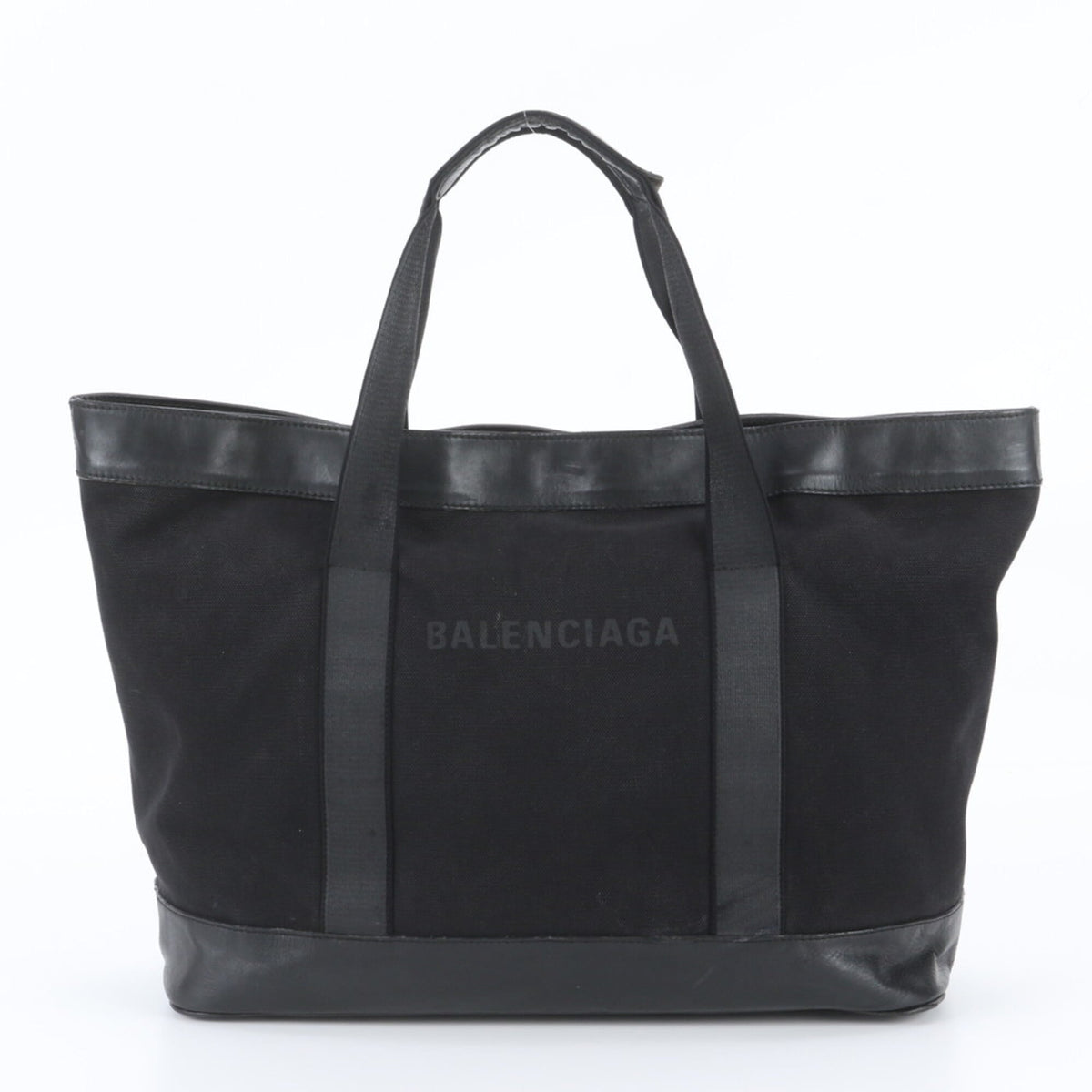 Balenciaga Black Leather Canvas Shoulder Bag Tote Bag (Pre-Owned)