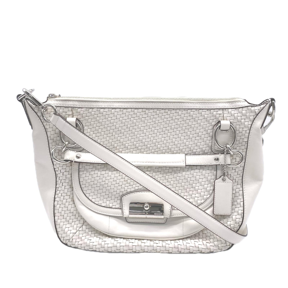 Coach Silver White Leather Handbag Shoulder Bag (Pre-Owned)