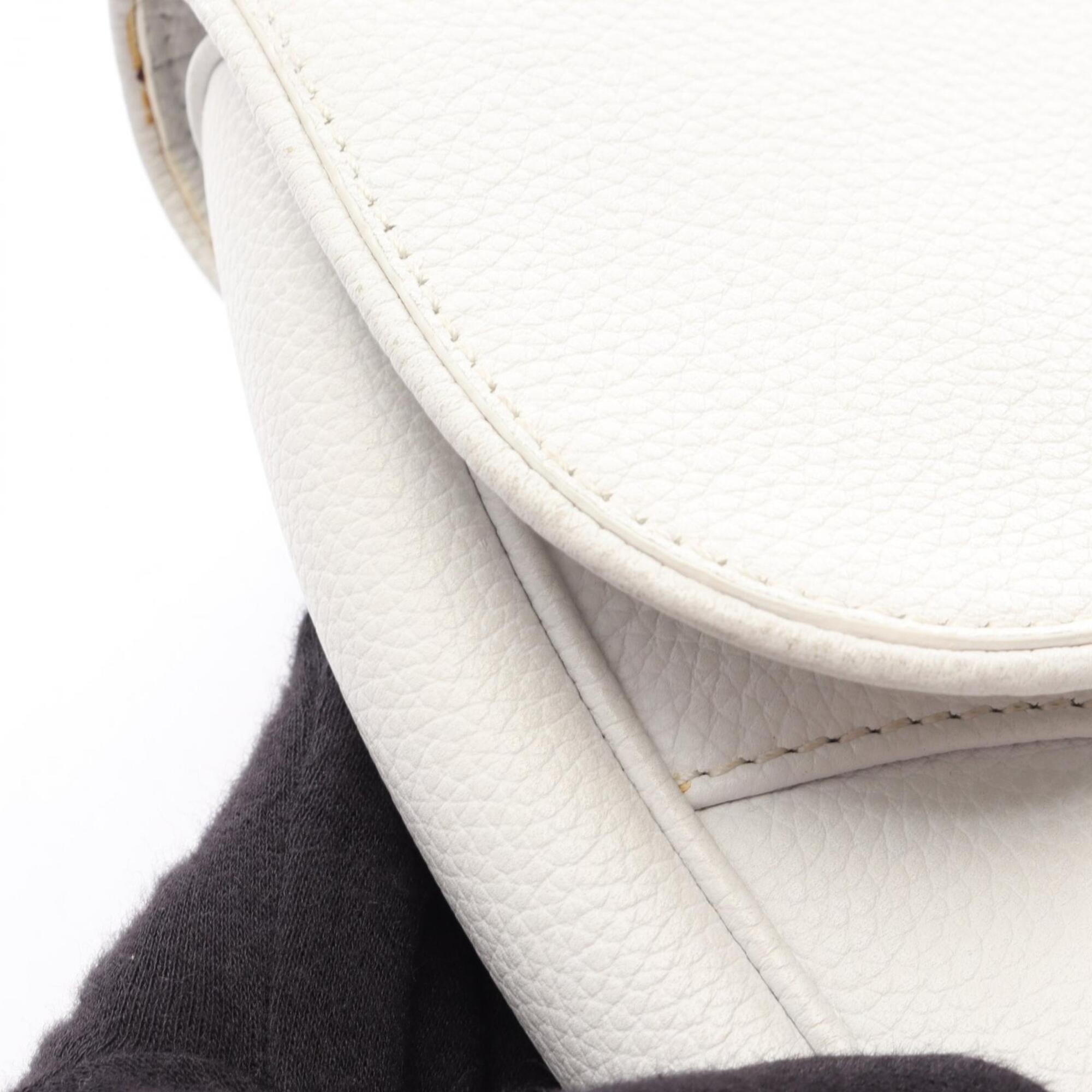 Christian Dior White Leather Fanny Pack Handbag Saddle Bag (Pre-Owned)