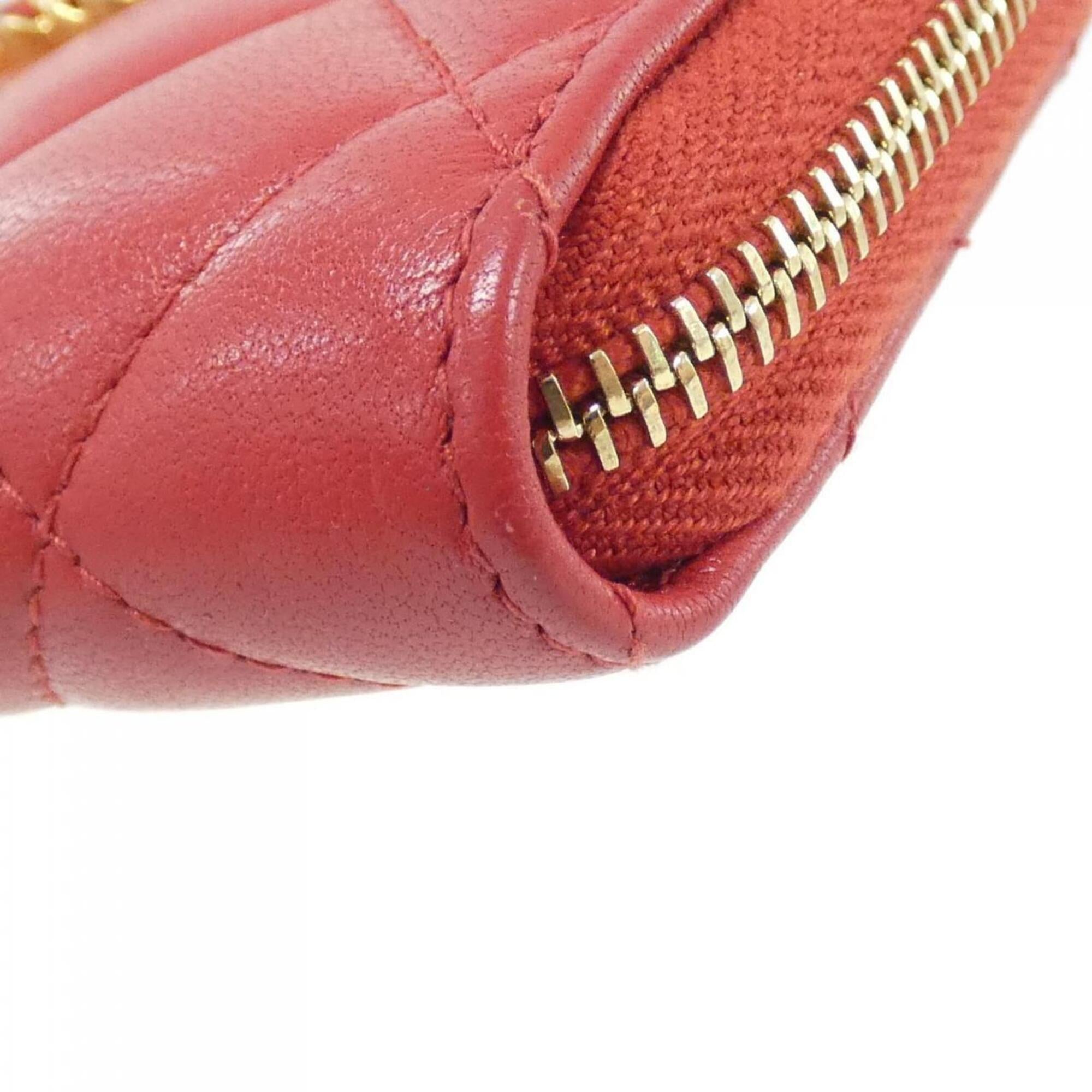 Chanel Red Color Leather Coin Purse/Coin Case (Pre-Owned)