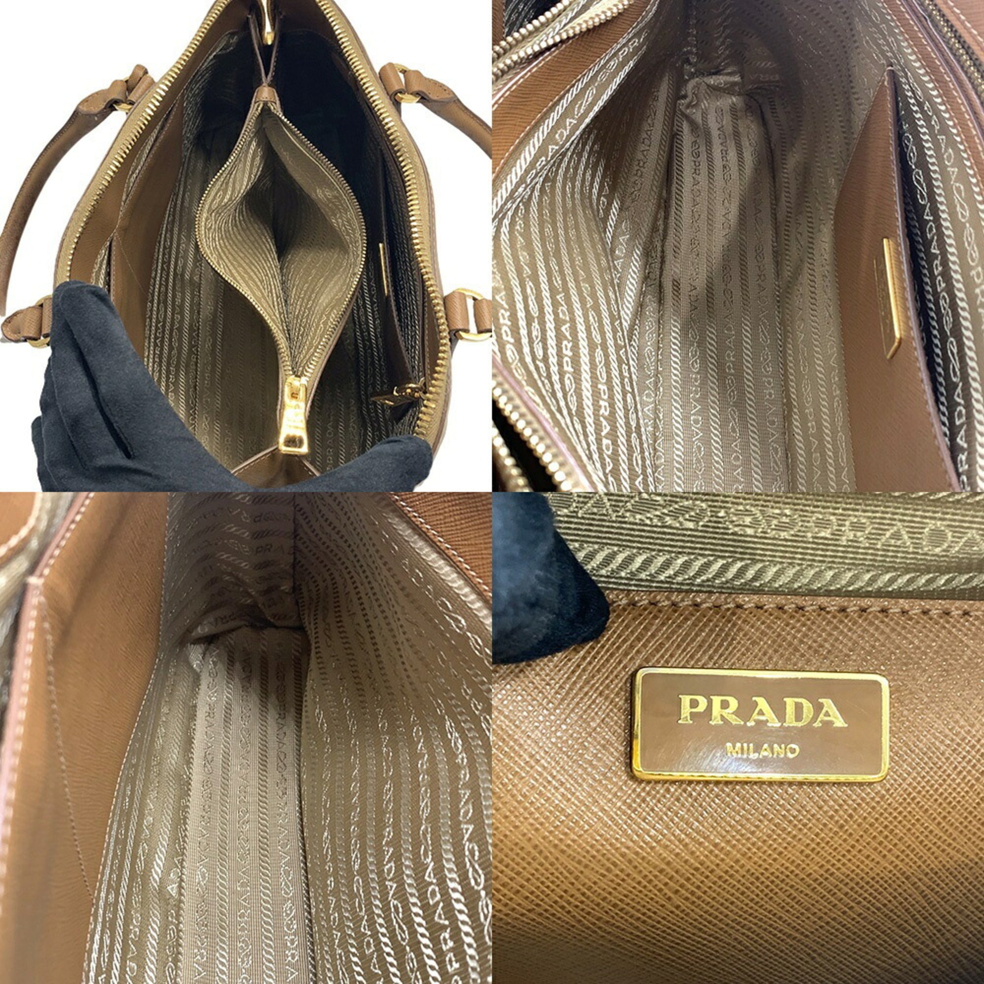 Prada Saffiano Brown Saffiano Handbag Tote Bag (Pre-Owned)