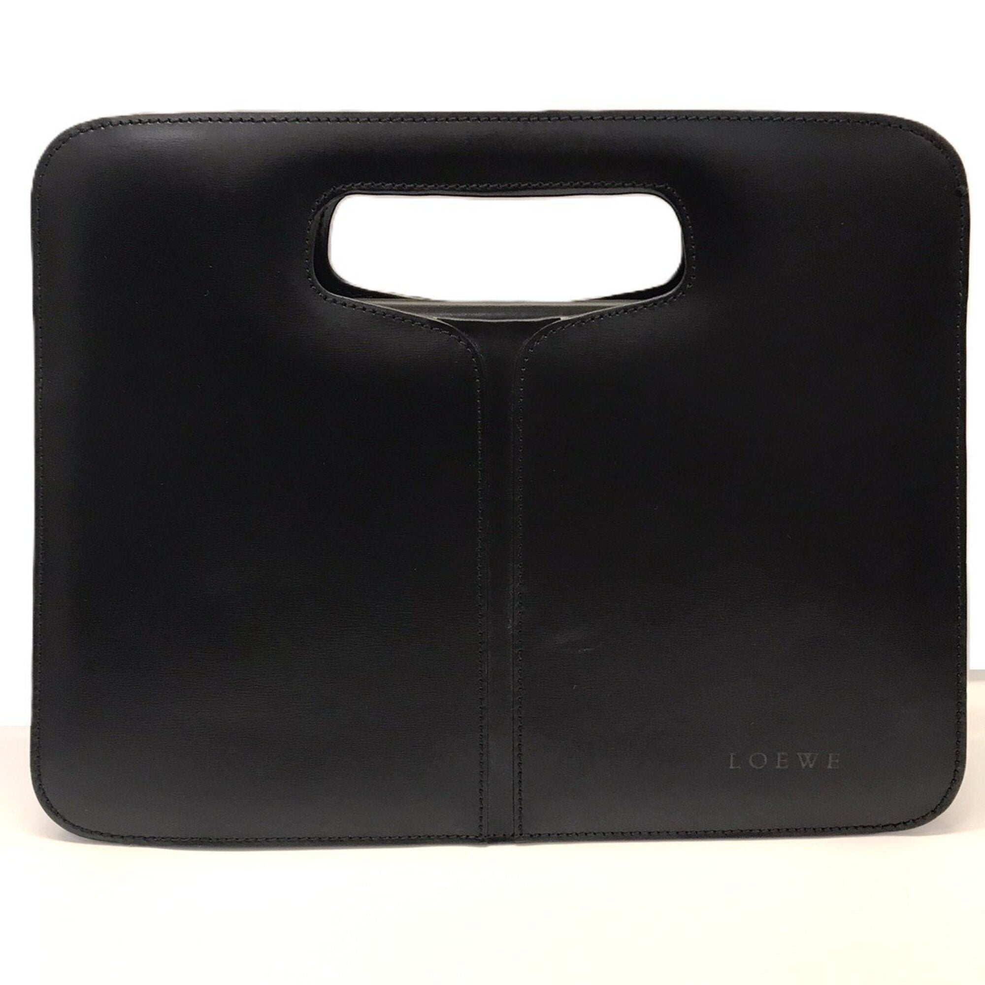 Loewe Black Leather Clutch Bag Handbag (Pre-Owned)