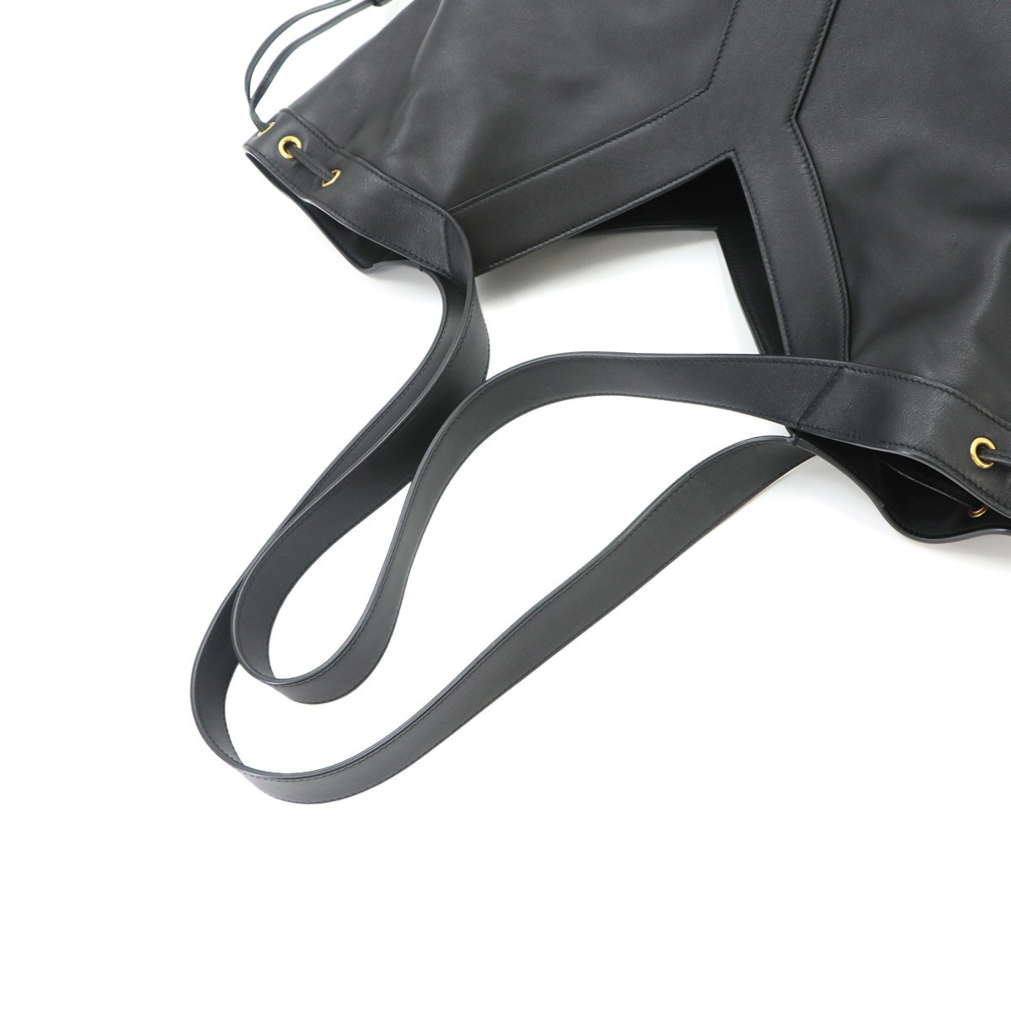 Saint Laurent Black Leather Handbag Tote Bag (Pre-Owned)