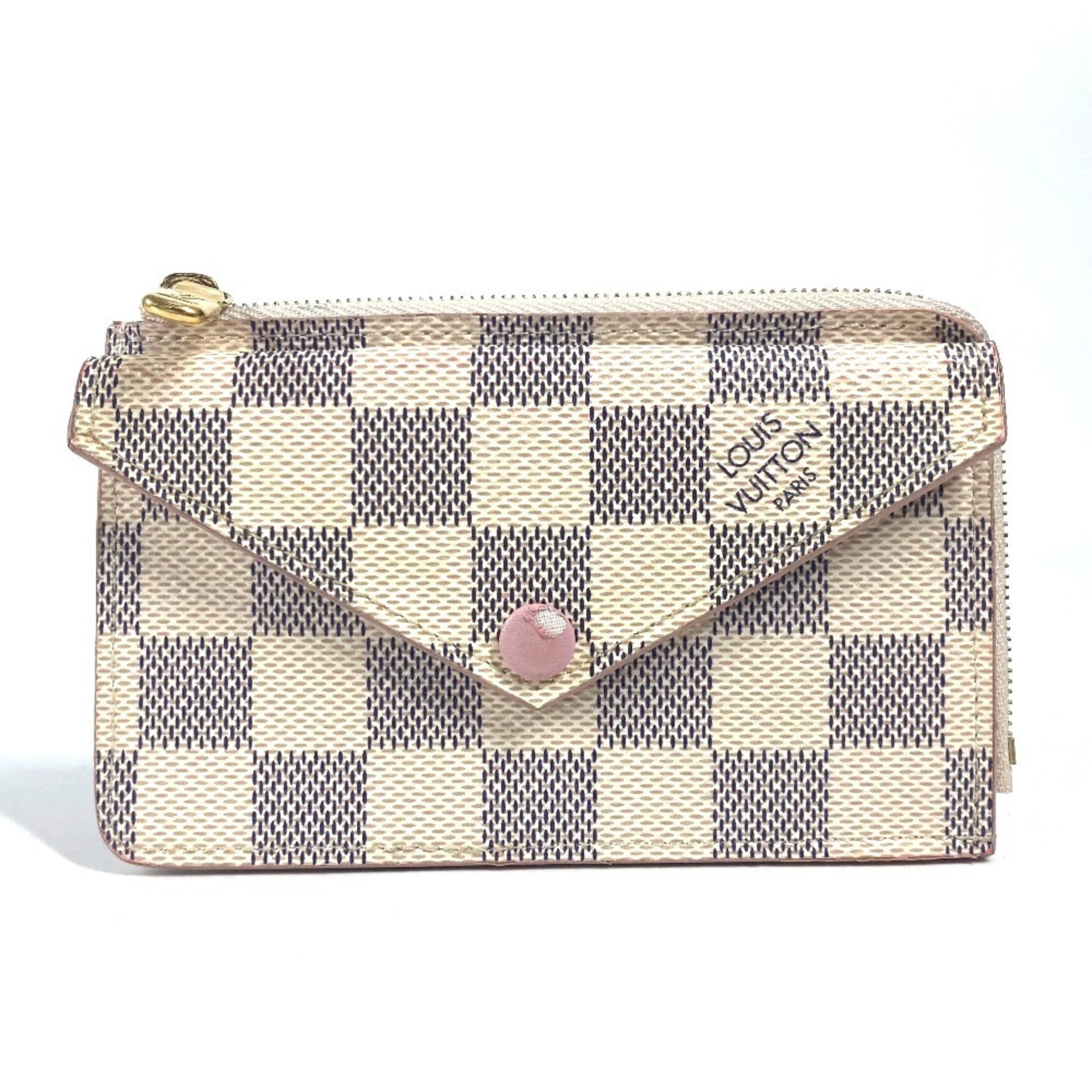 Louis Vuitton Pink White Damier Azur Coin Purse/Coin Case (Pre-Owned)