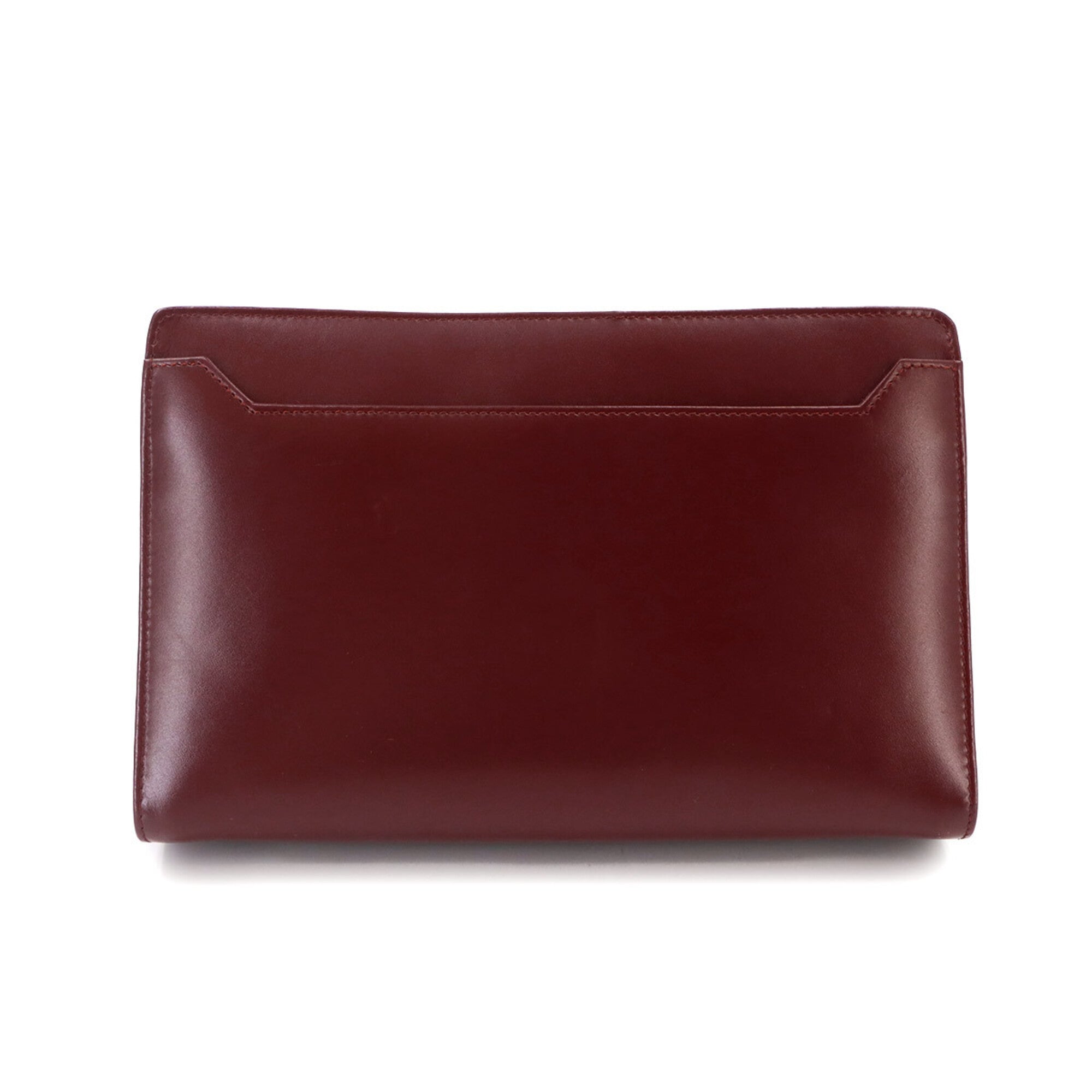 Cartier Bordeaux Leather Clutch Bag Handbag (Pre-Owned)