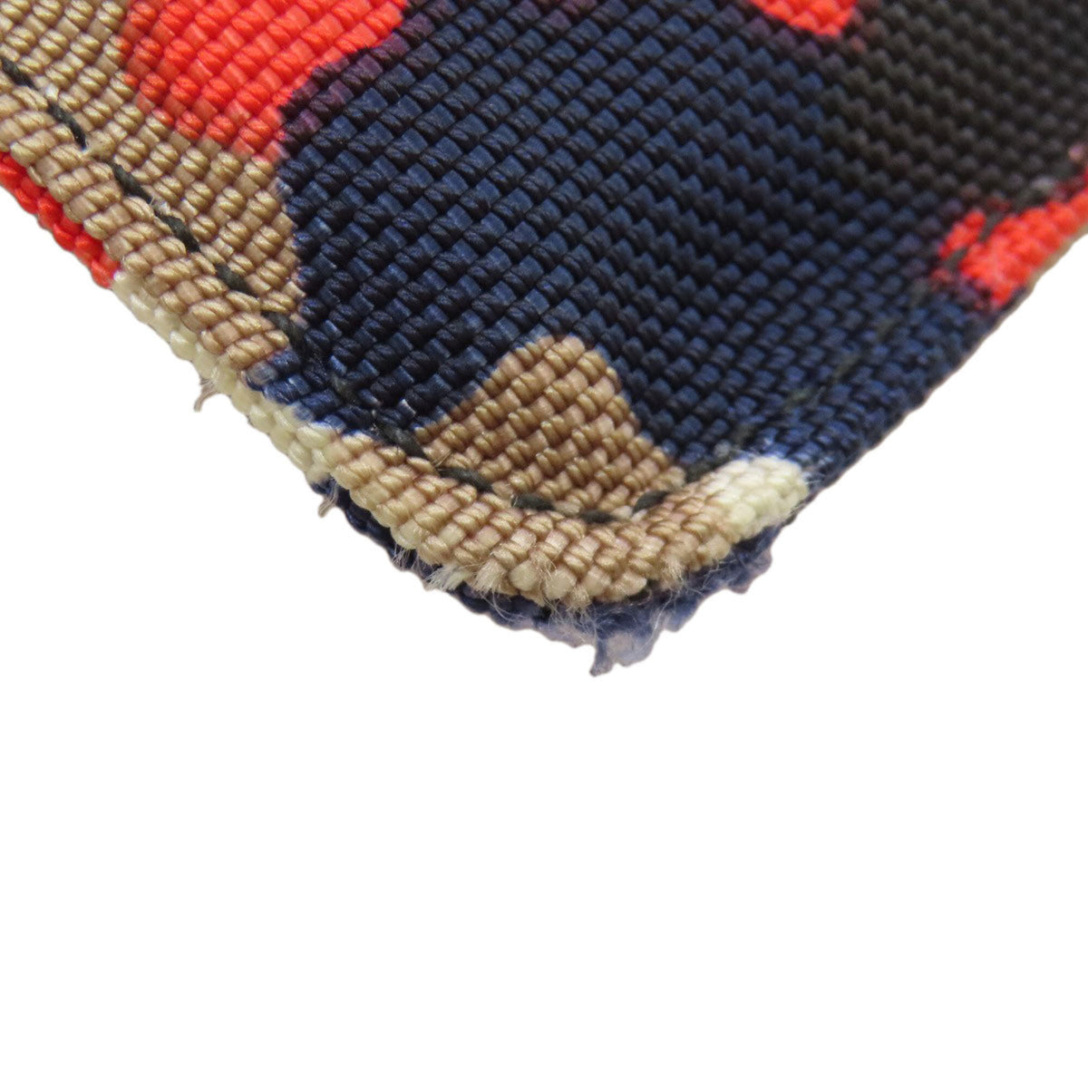 Prada Beige Navy Red Color Canvas Shoulder Bag (Pre-Owned)
