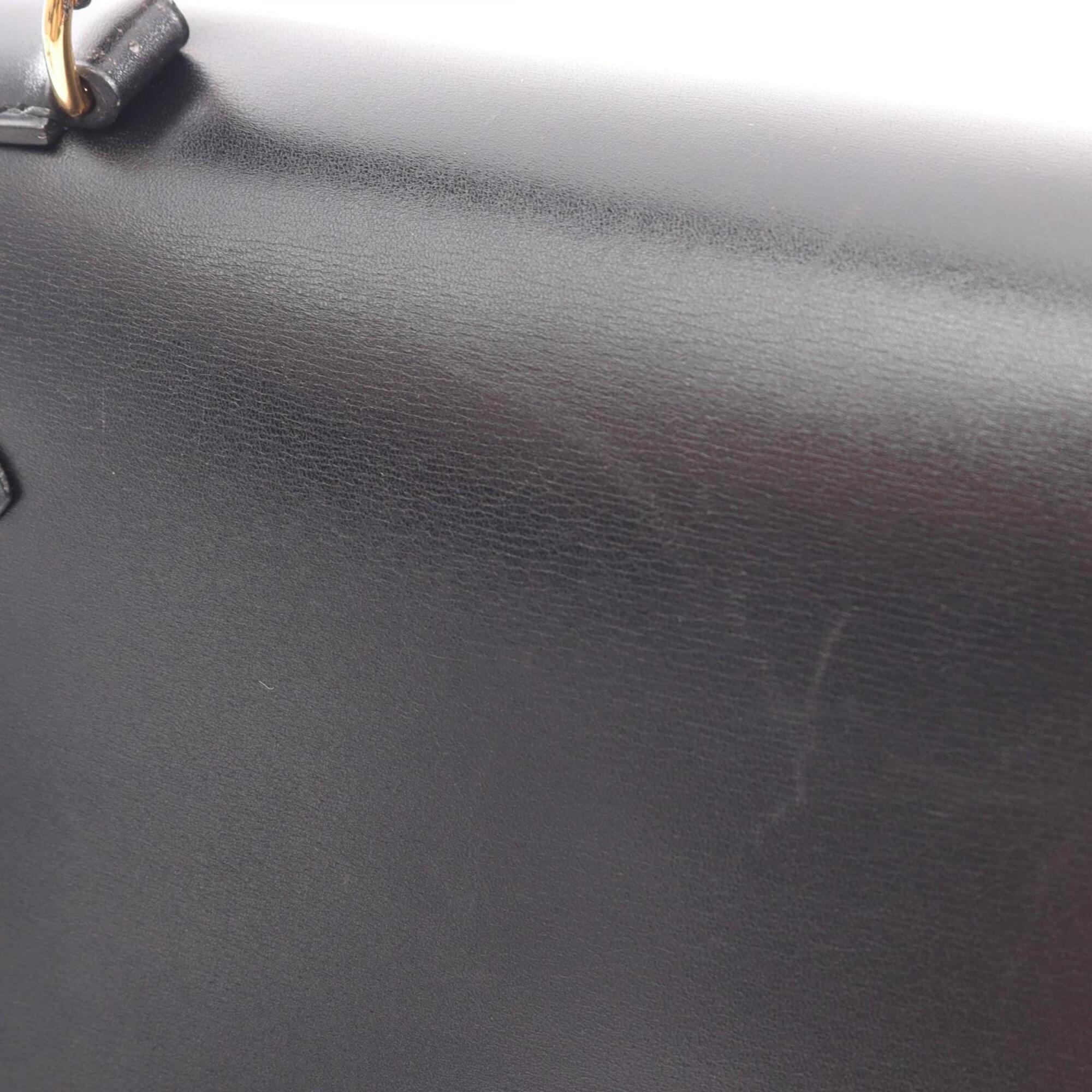 Hermes Black Box Calf Leather Leather Handbag (Pre-Owned)