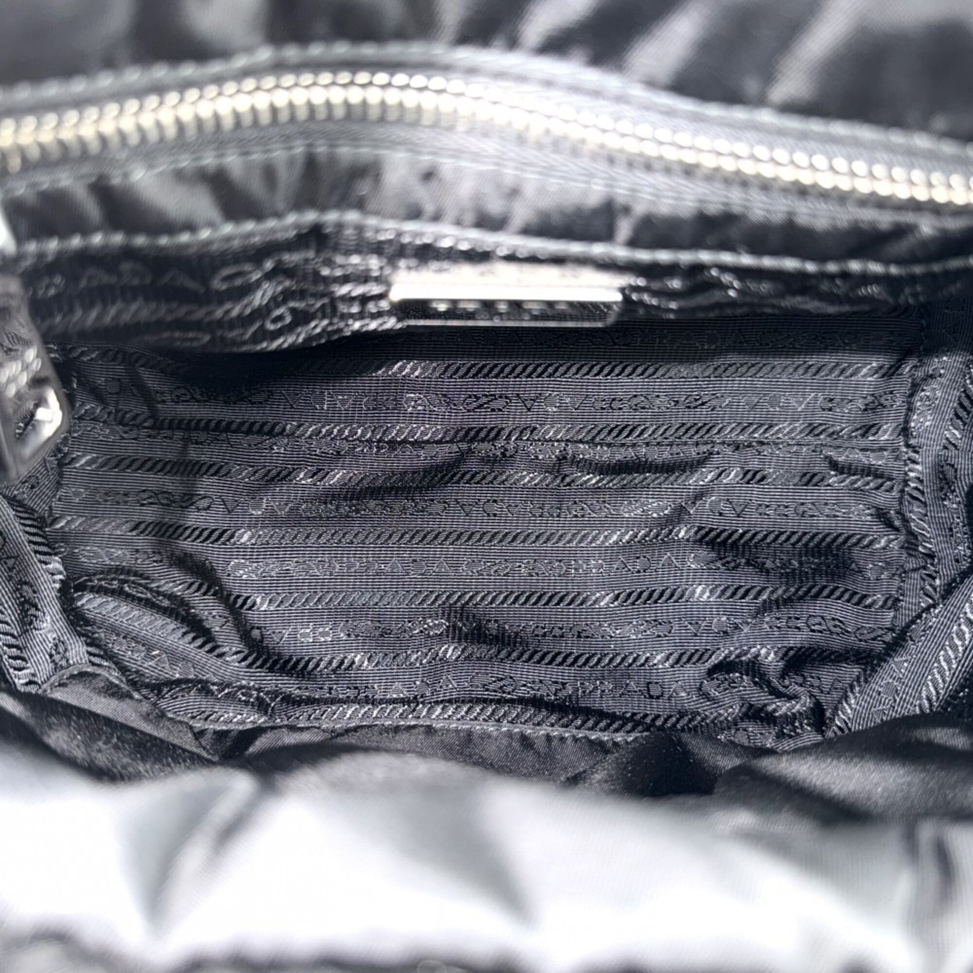 Prada Black White Nylon Handbag Pouch Shoulder Bag (Pre-Owned)