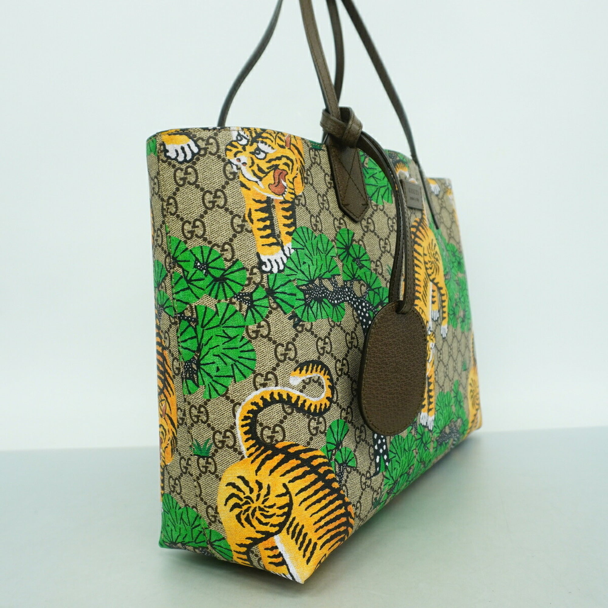 Gucci Brown Green Yellow Pvc Tote Bag (Pre-Owned)