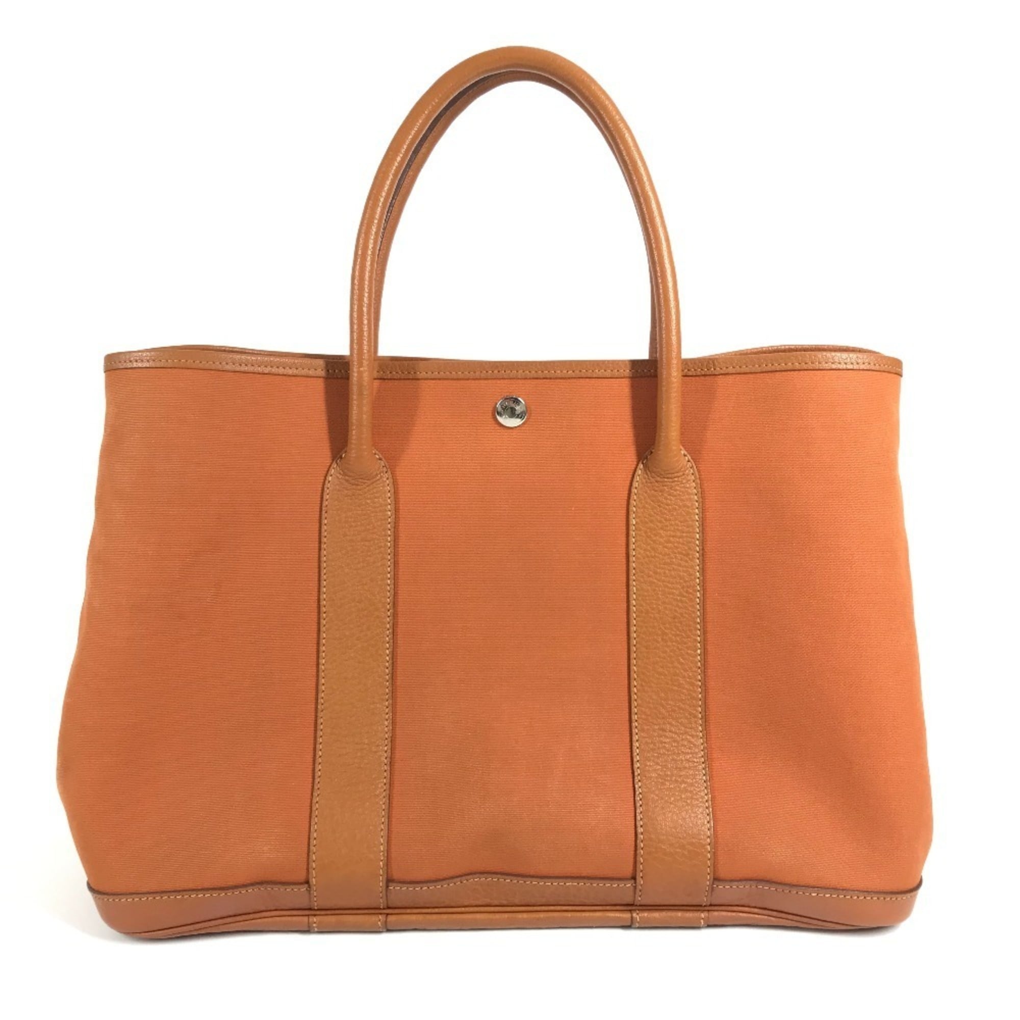 Hermes Orange Negonda Leather Canvas Handbag Shoulder Bag Tote Bag (Pre-Owned)
