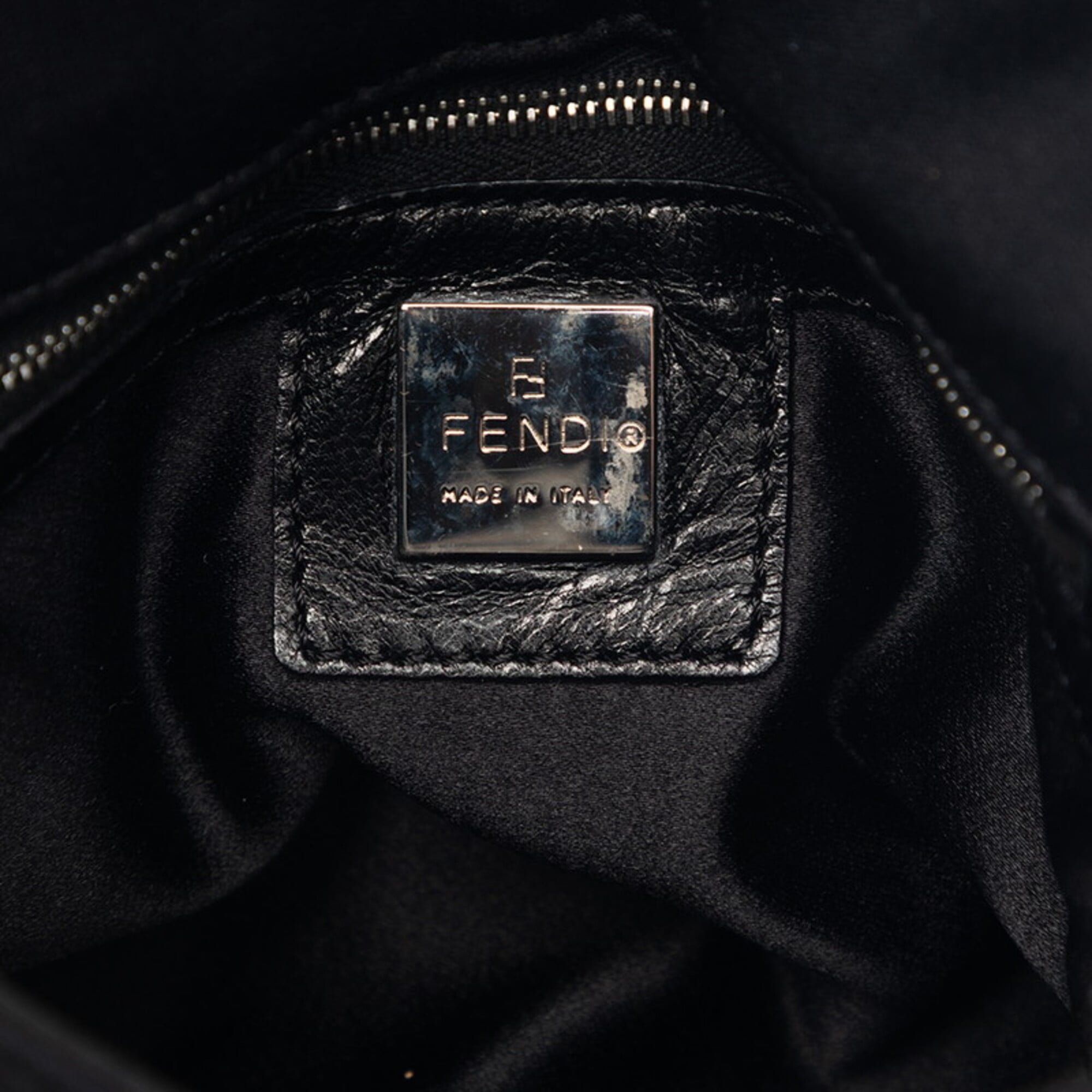 Fendi Black Cotton Canvas Leather Handbag Shoulder Bag (Pre-Owned)