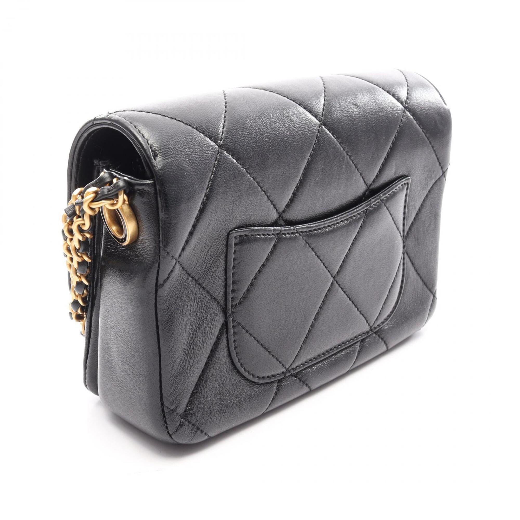 Chanel Black Leather Handbag Shoulder Bag (Pre-Owned)