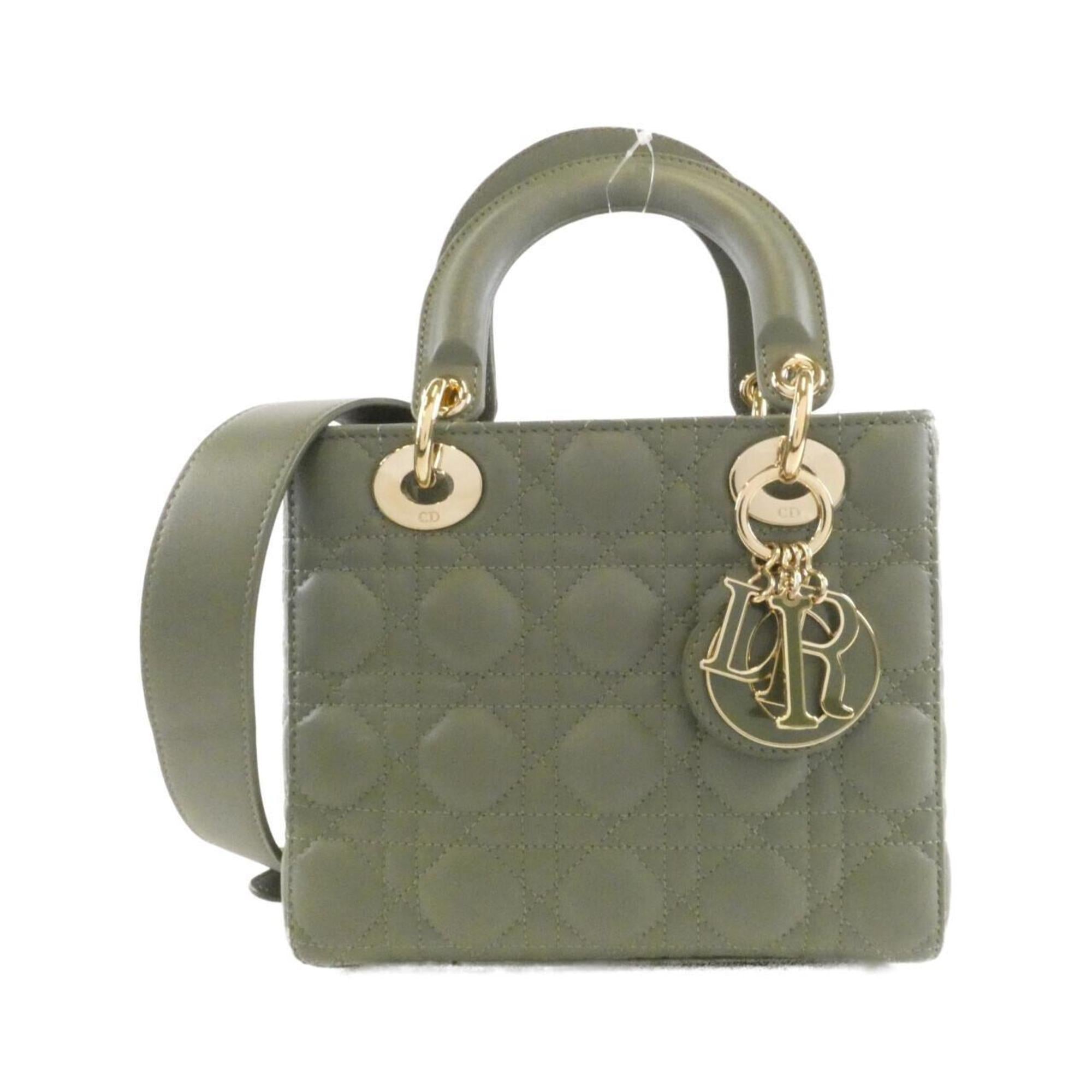 Christian Dior Lady Dior Dark Green Leather Handbag (Pre-Owned)