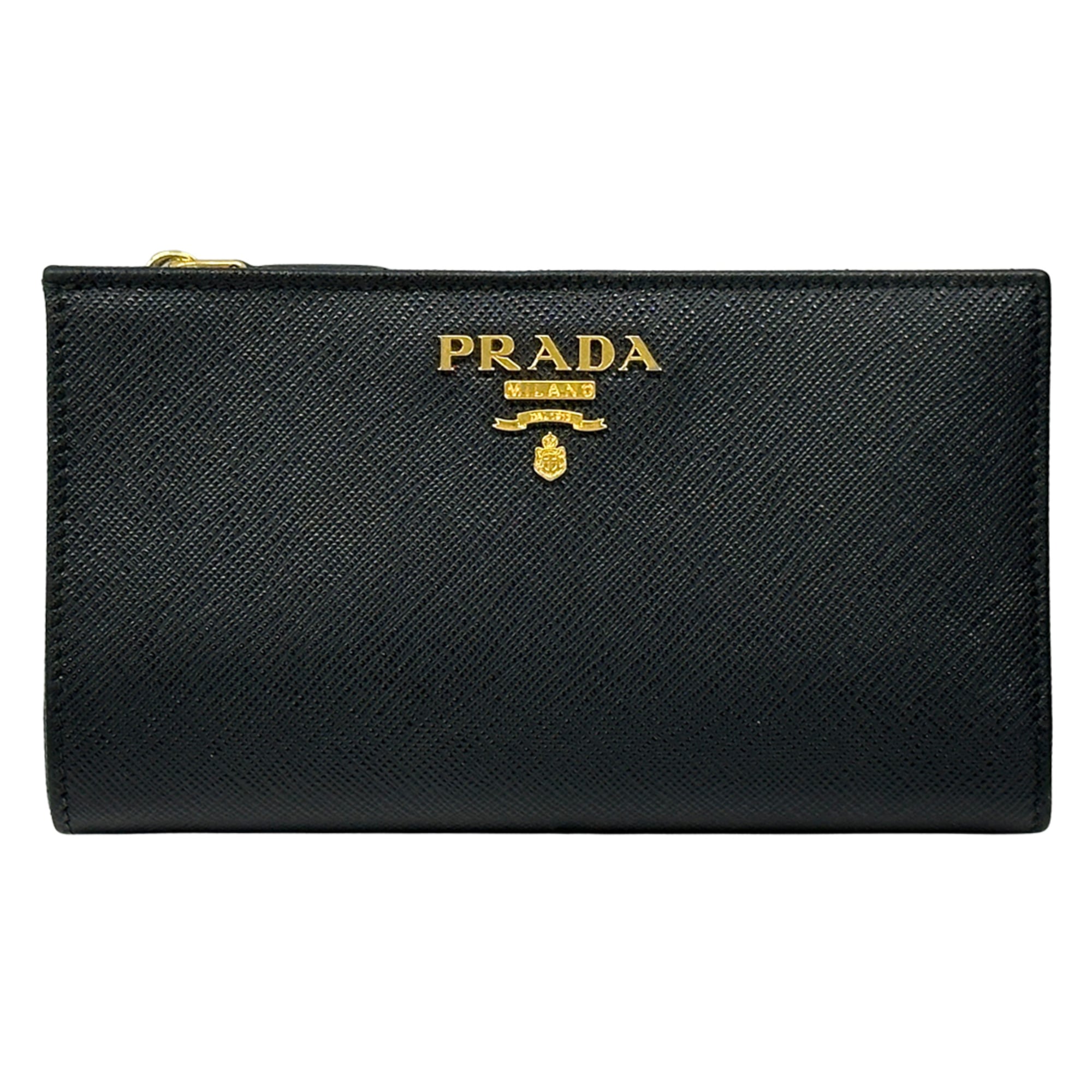 Prada Black Pink Saffiano Long Wallet (Bi-Fold) (Pre-Owned)