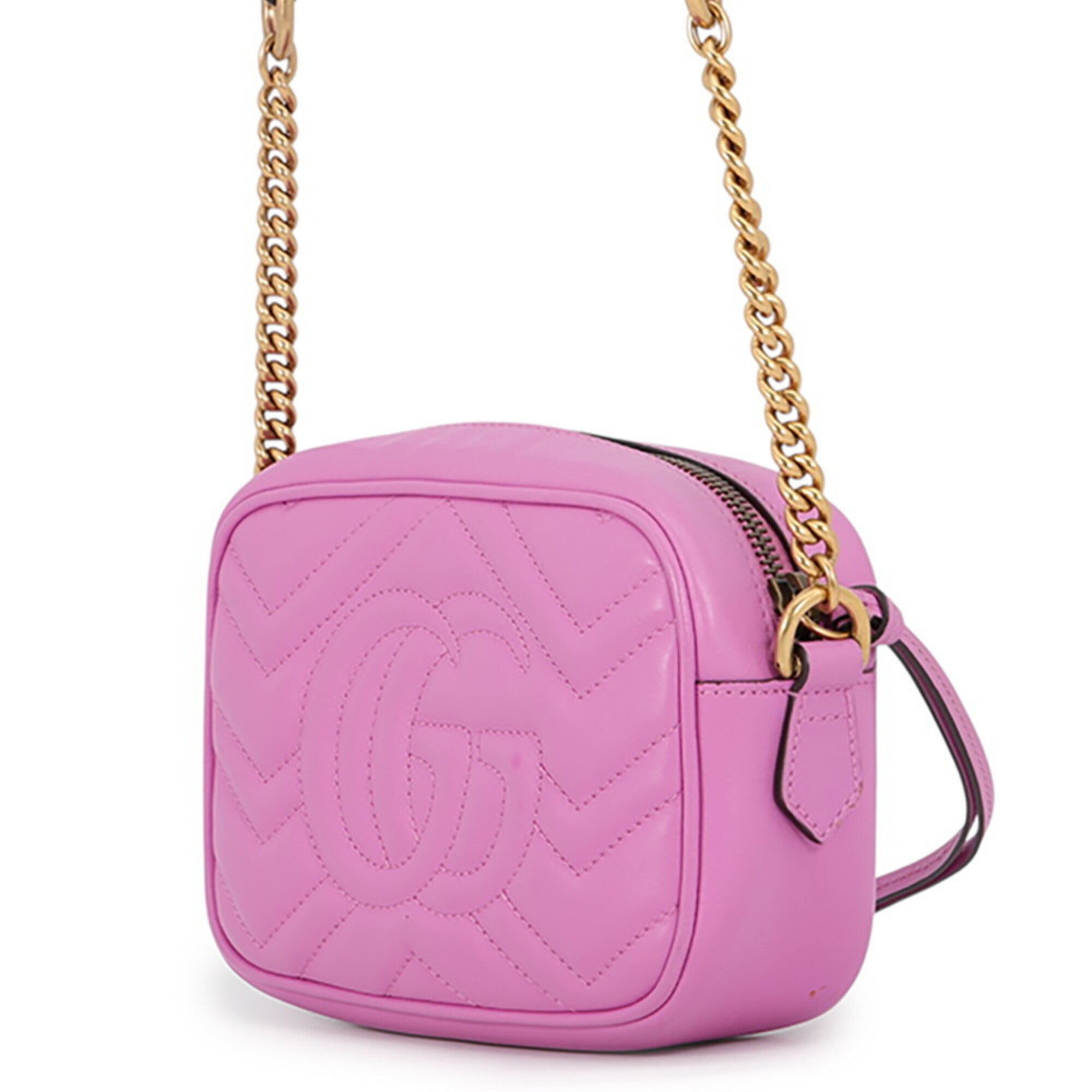 Gucci Gg Marmont Purple Leather Handbag Shoulder Bag (Pre-Owned)