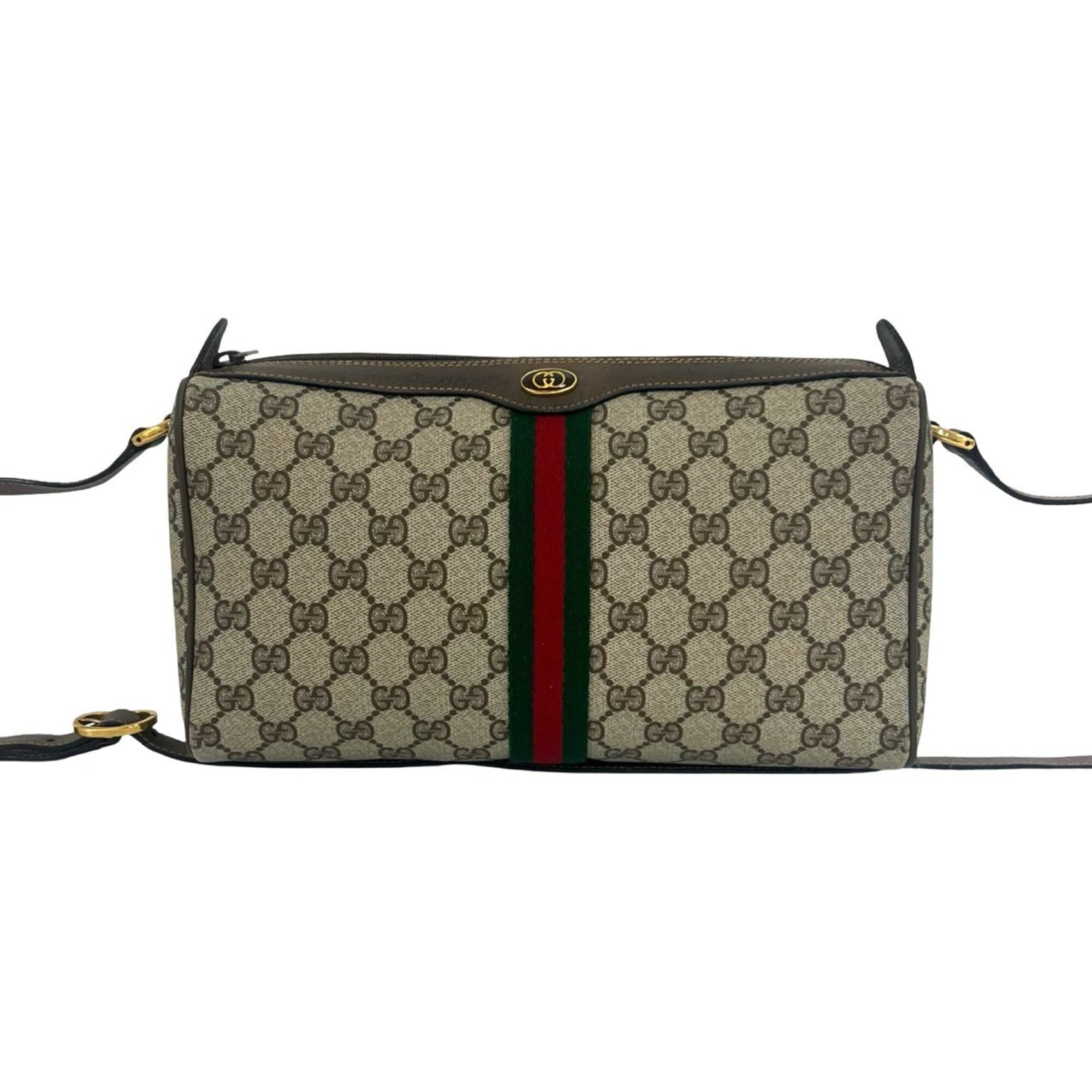 Gucci Brown Green Red Color Leather Pvc Pochette Shoulder Bag (Pre-Owned)