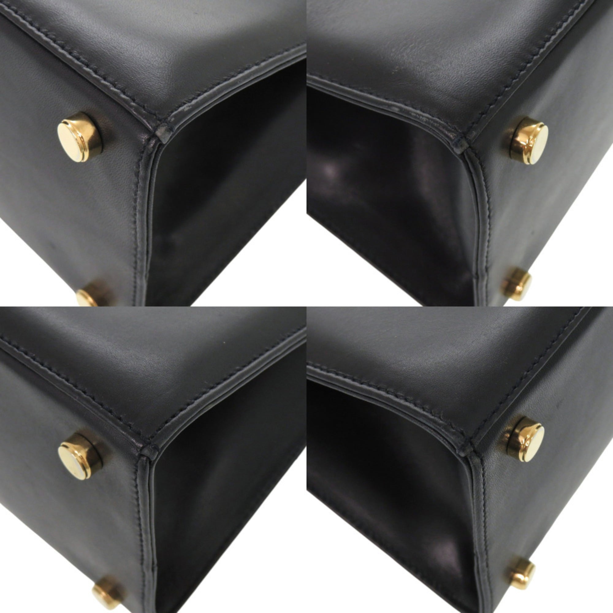 Salvatore Ferragamo Black Navy Leather Handbag Shoulder Bag (Pre-Owned)