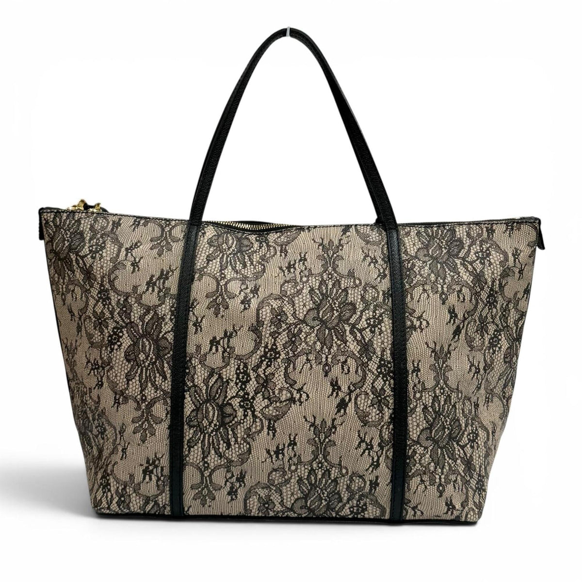 Dolce & Gabbana Beige Black Leather Tote Bag (Pre-Owned)