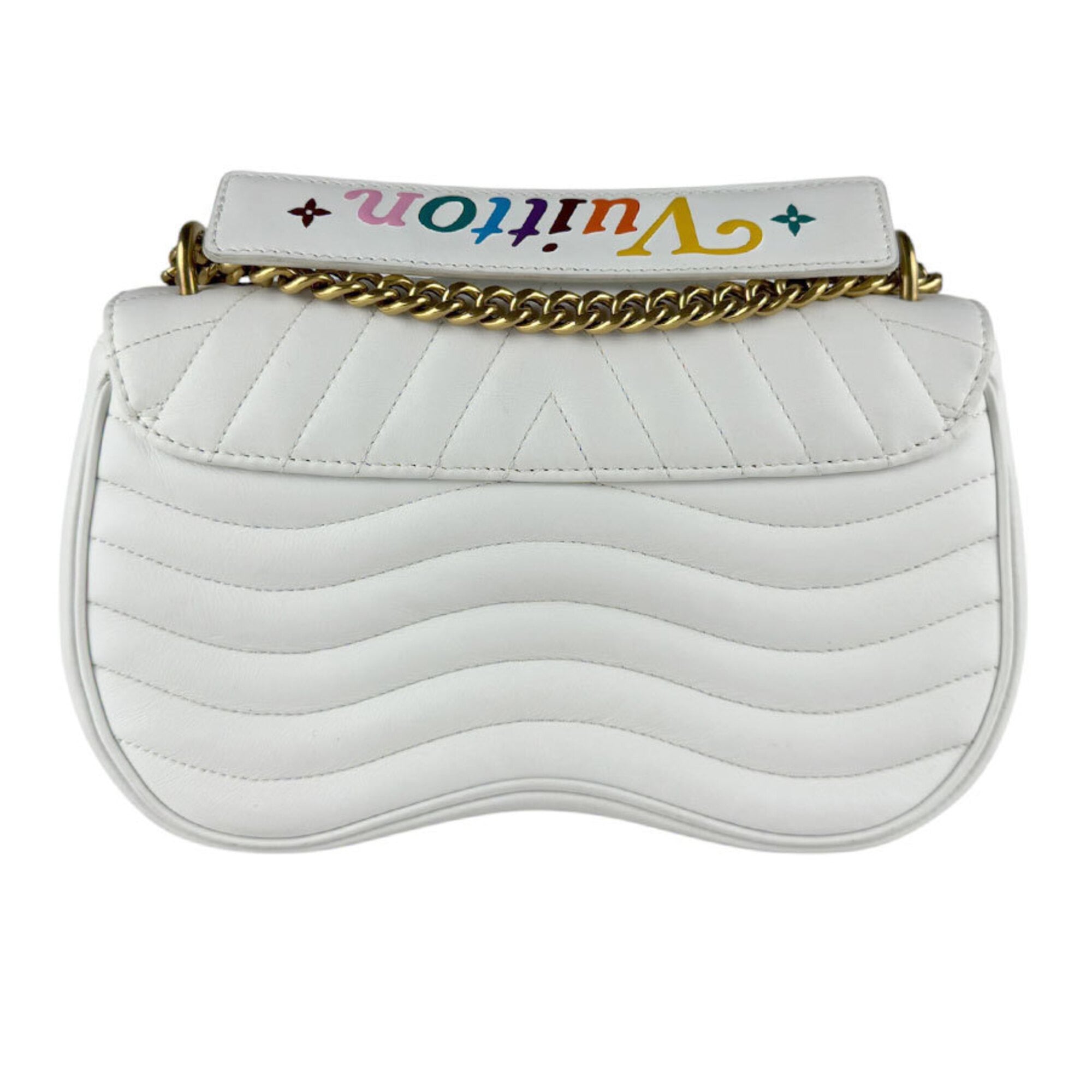 Louis Vuitton Light Gray White Leather Shoulder Bag (Pre-Owned)