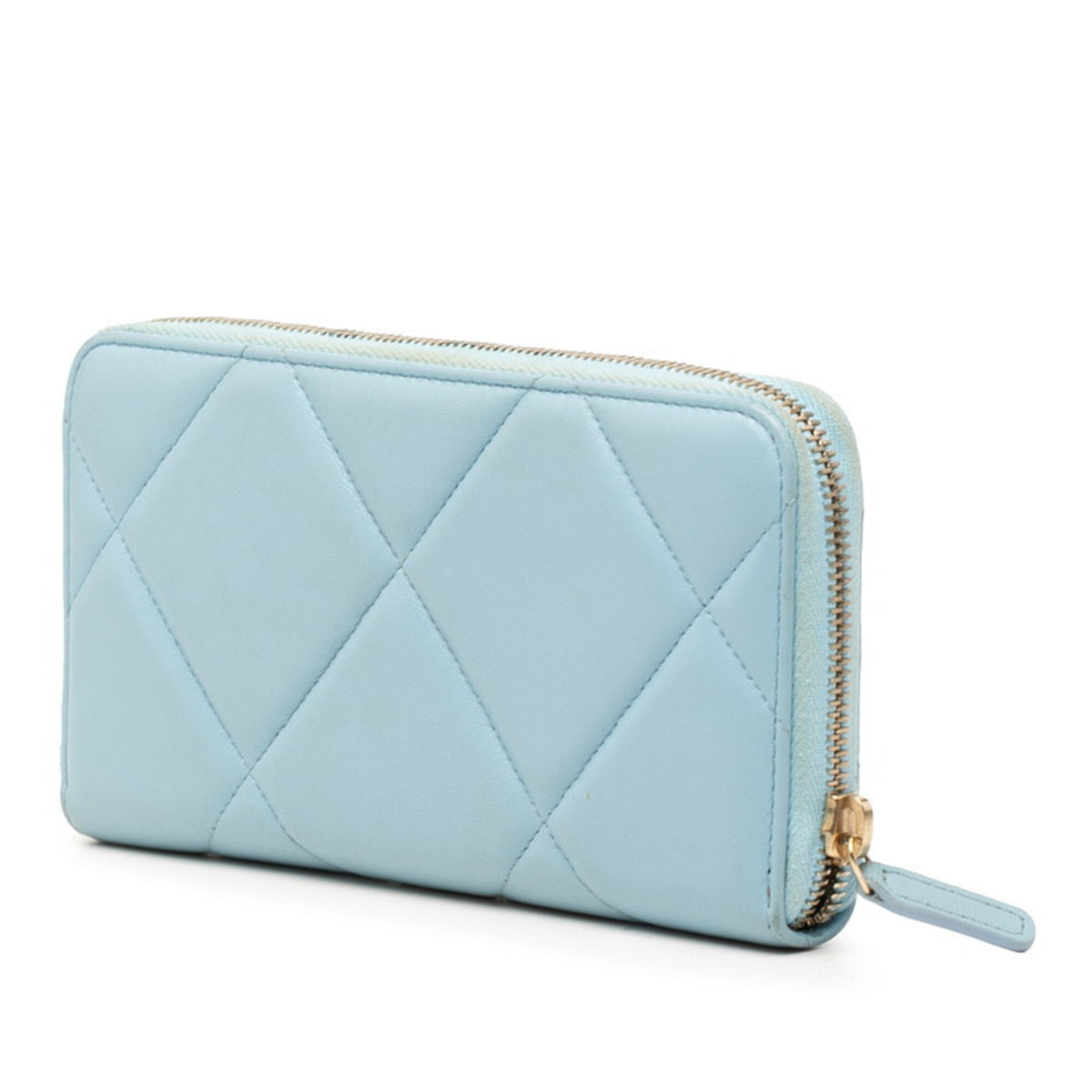 Chanel Blue Leather Long Wallet (Bi-Fold) (Pre-Owned)